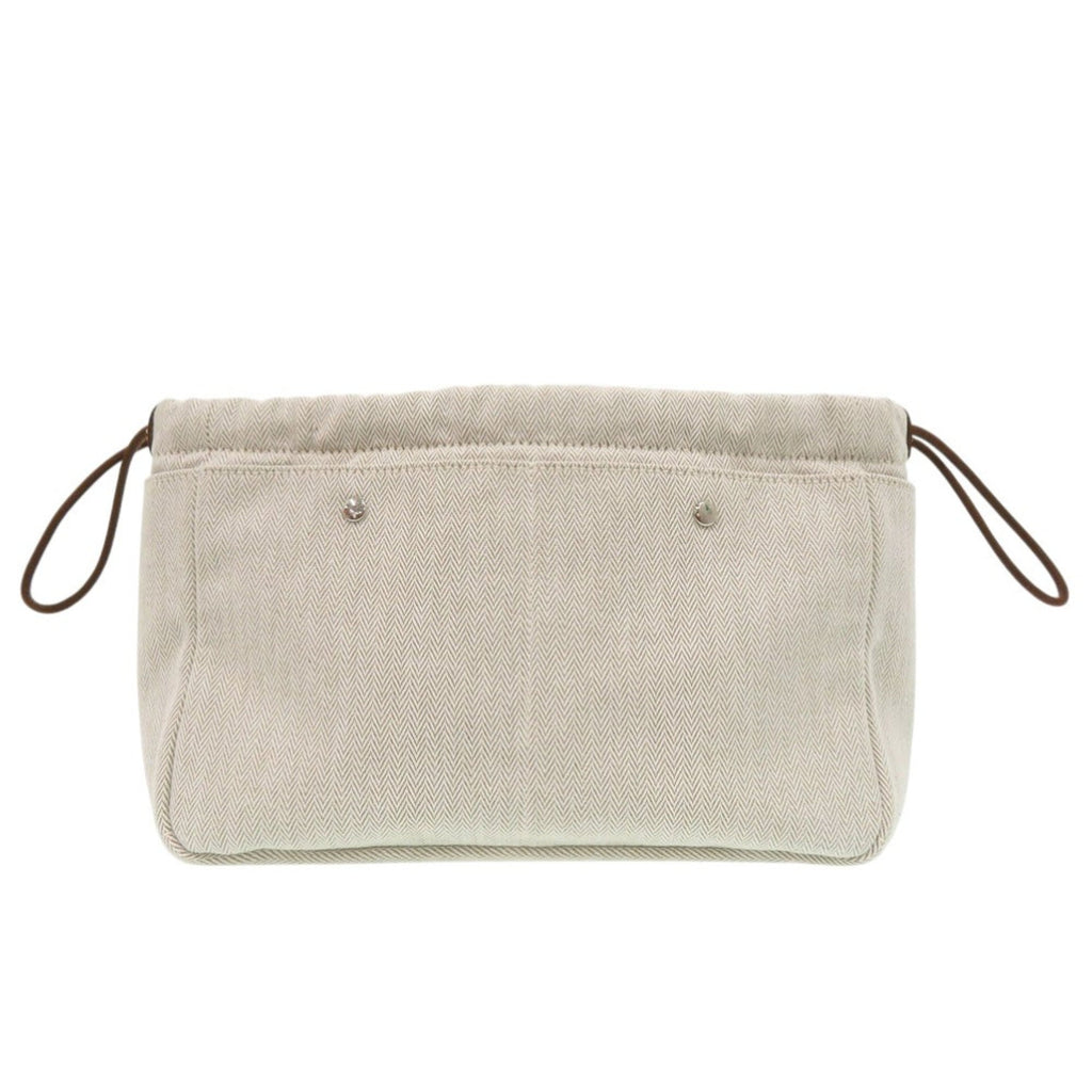 Hermes Natural Toile Chevron Leather Pouch (Pre-Owned)