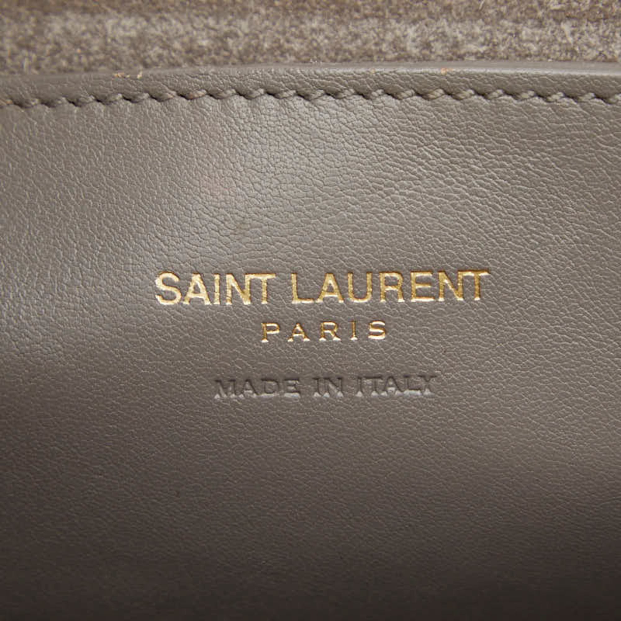 Saint Laurent Gray Leather Handbag Shoulder Bag (Pre-Owned)