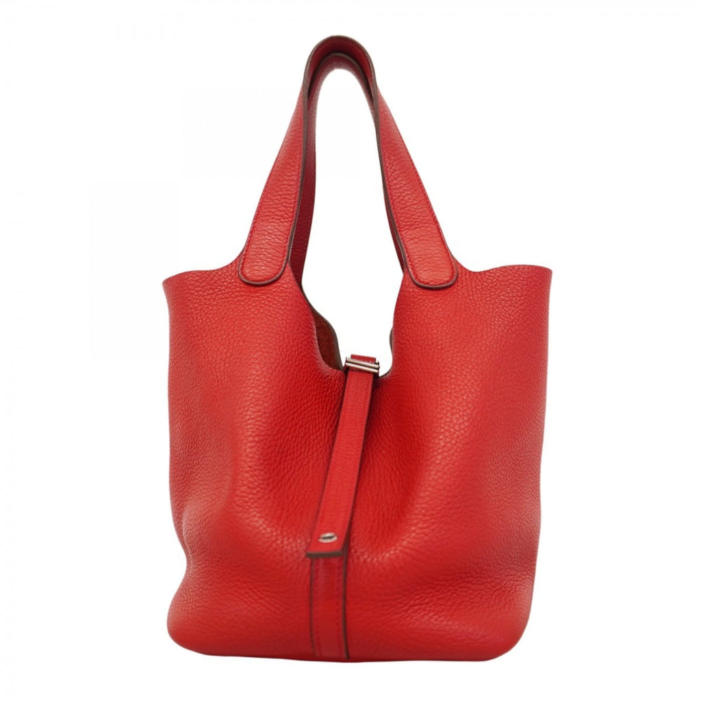 Hermes Rouge Casaque Taurillon Clemence Leather Handbag (Pre-Owned)