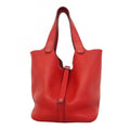 Hermes Rouge Casaque Taurillon Clemence Leather Handbag (Pre-Owned)