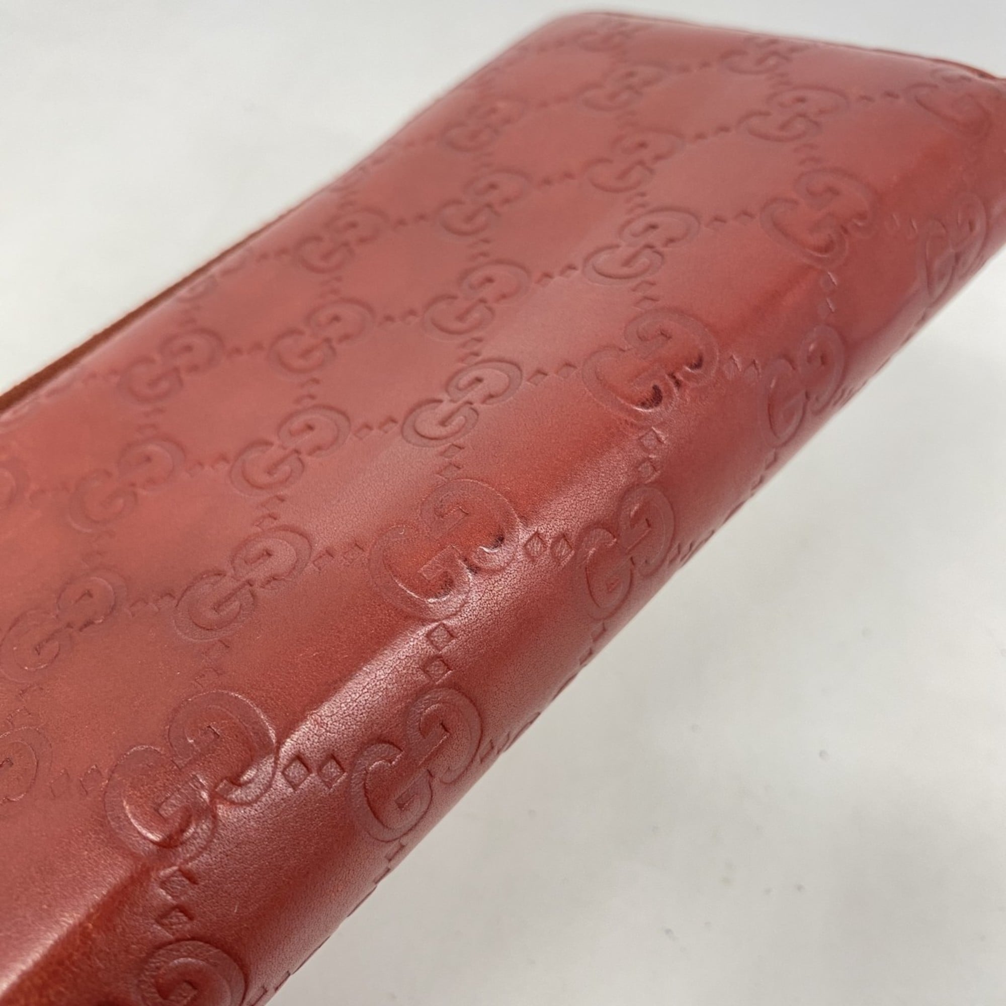 Gucci Red Color Leather Long Wallet (Bi-Fold) (Pre-Owned)
