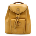 Gucci Beige Light Brown Bamboo Leather Backpack Shoulder Bag (Pre-Owned)