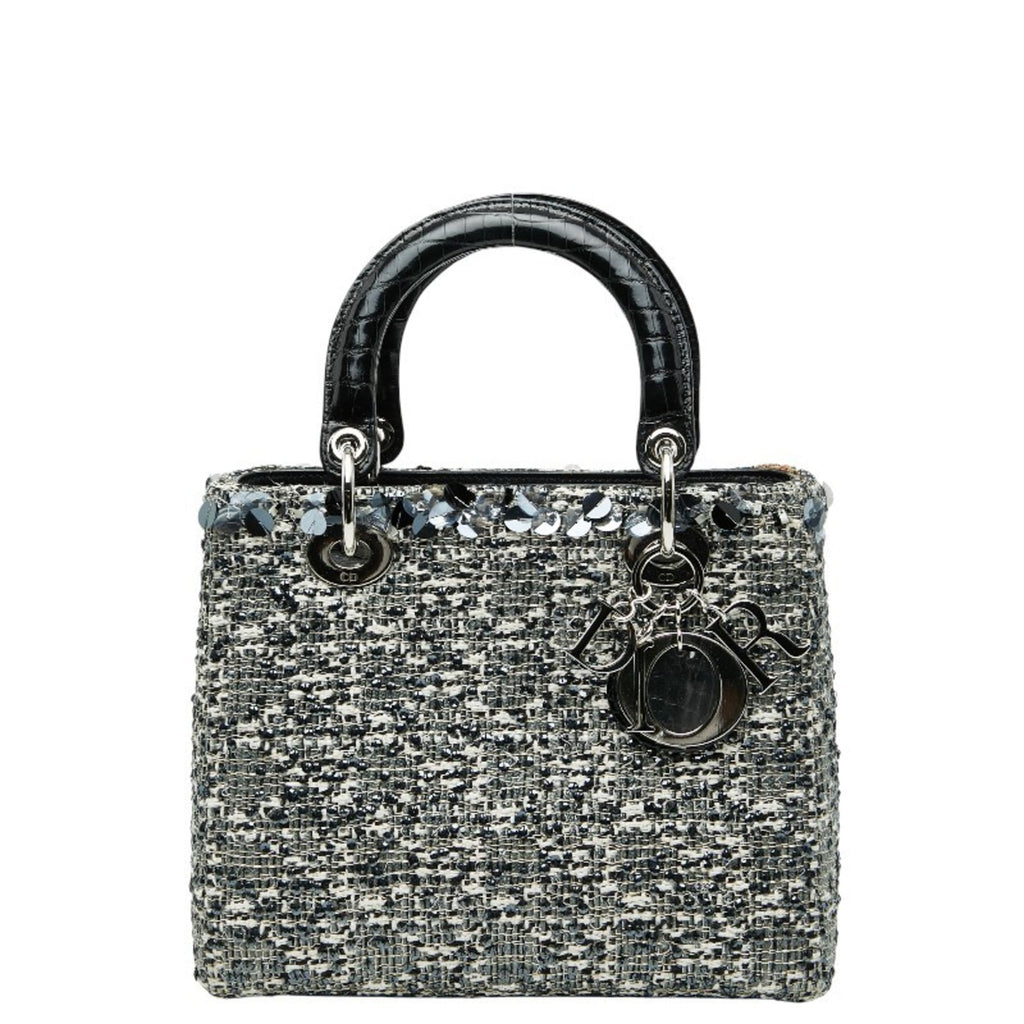 Christian Dior Black Multi-Color Tweed Leather Handbag (Pre-Owned)