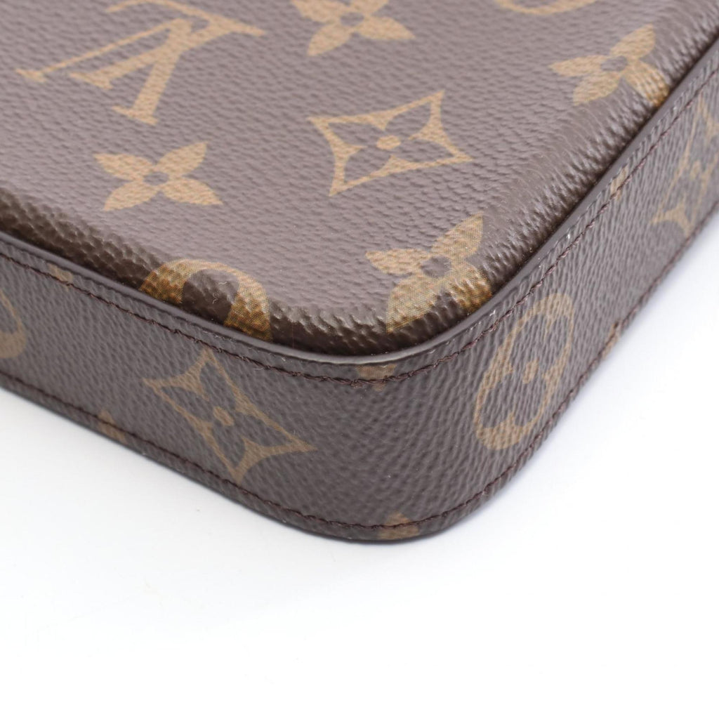 Louis Vuitton Brown Fuchsia Pvc Coated Canvas Leather Pochette Shoulder Bag (Pre-Owned)