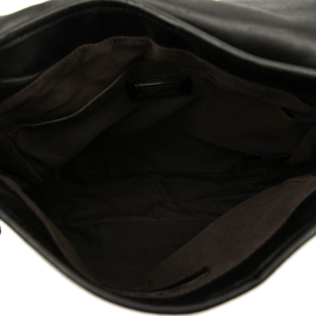 Fendi Black Leather Messenger Bag (Pre-Owned)