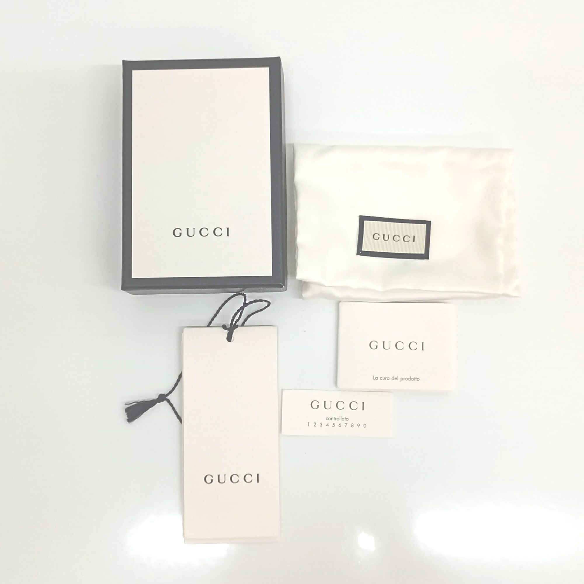 Gucci Gold Black Leather Money Clip (Pre-Owned)