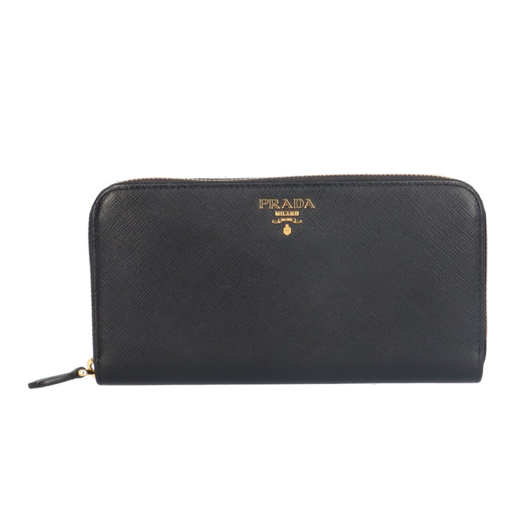 Prada Black Leather Long Wallet (Bi-Fold) (Pre-Owned)