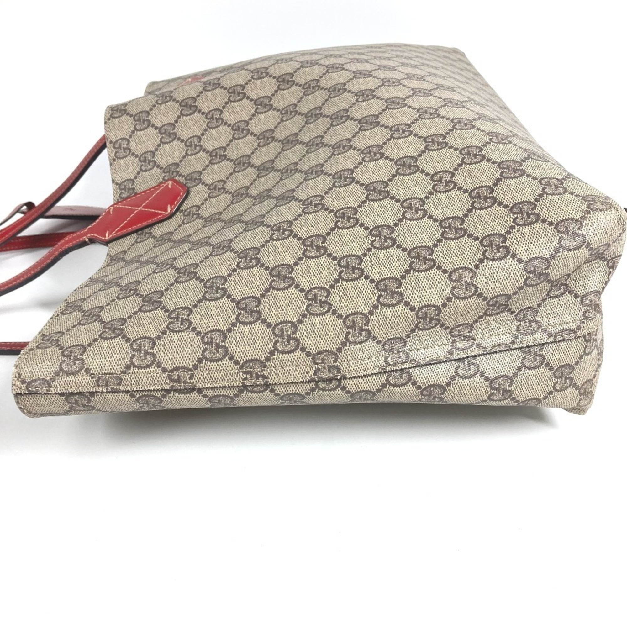 Gucci Beige Red Color Gg Supreme Shoulder Bag Tote Bag (Pre-Owned)