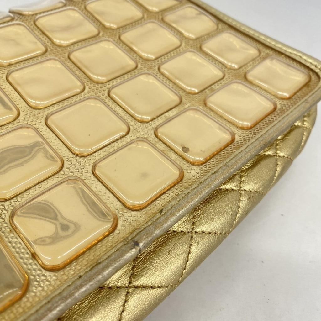 Chanel Champagne Champagne Gold Leather Vinyl Shoulder Bag (Pre-Owned)