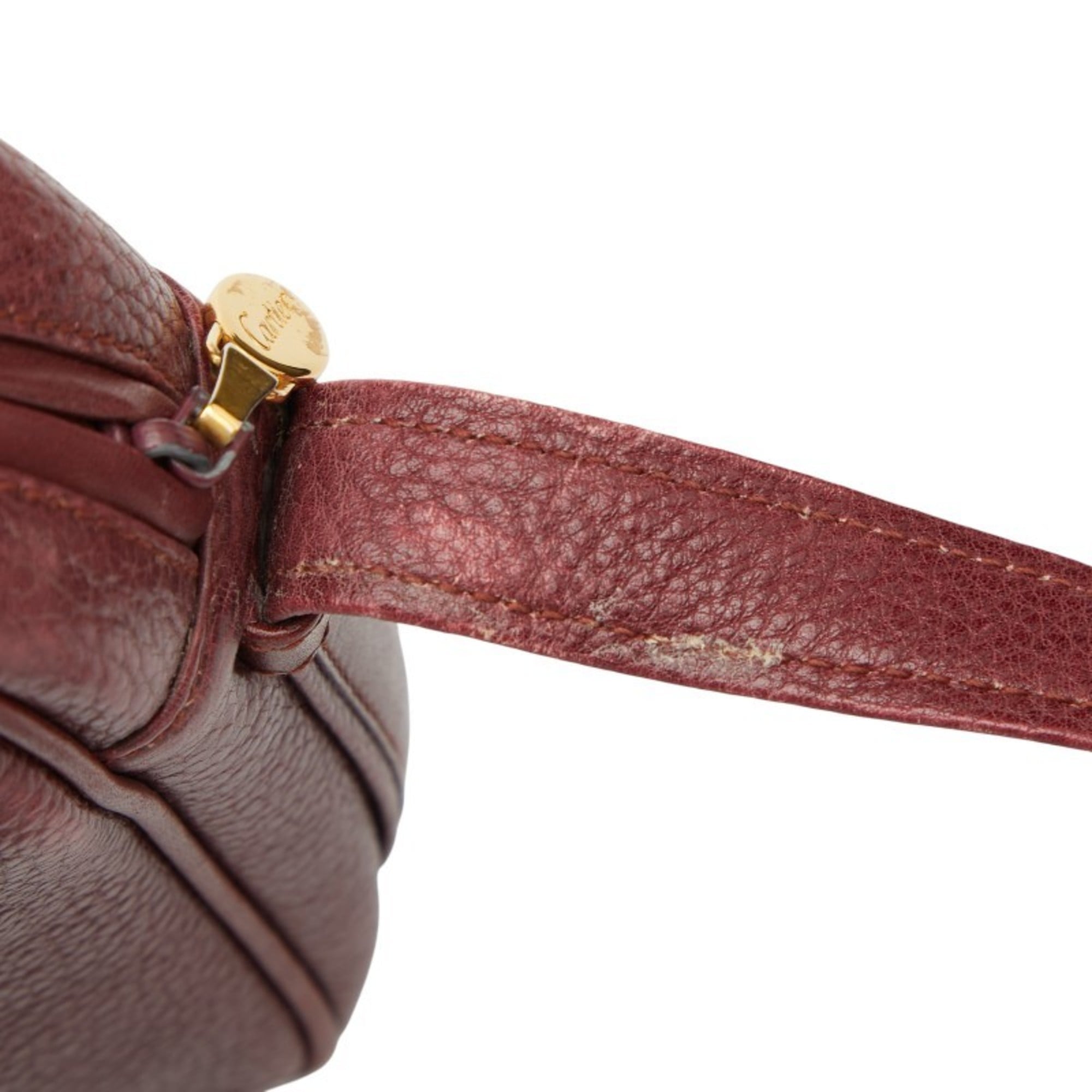Cartier Bordeaux Wine Red Leather Shoulder Bag (Pre-Owned)