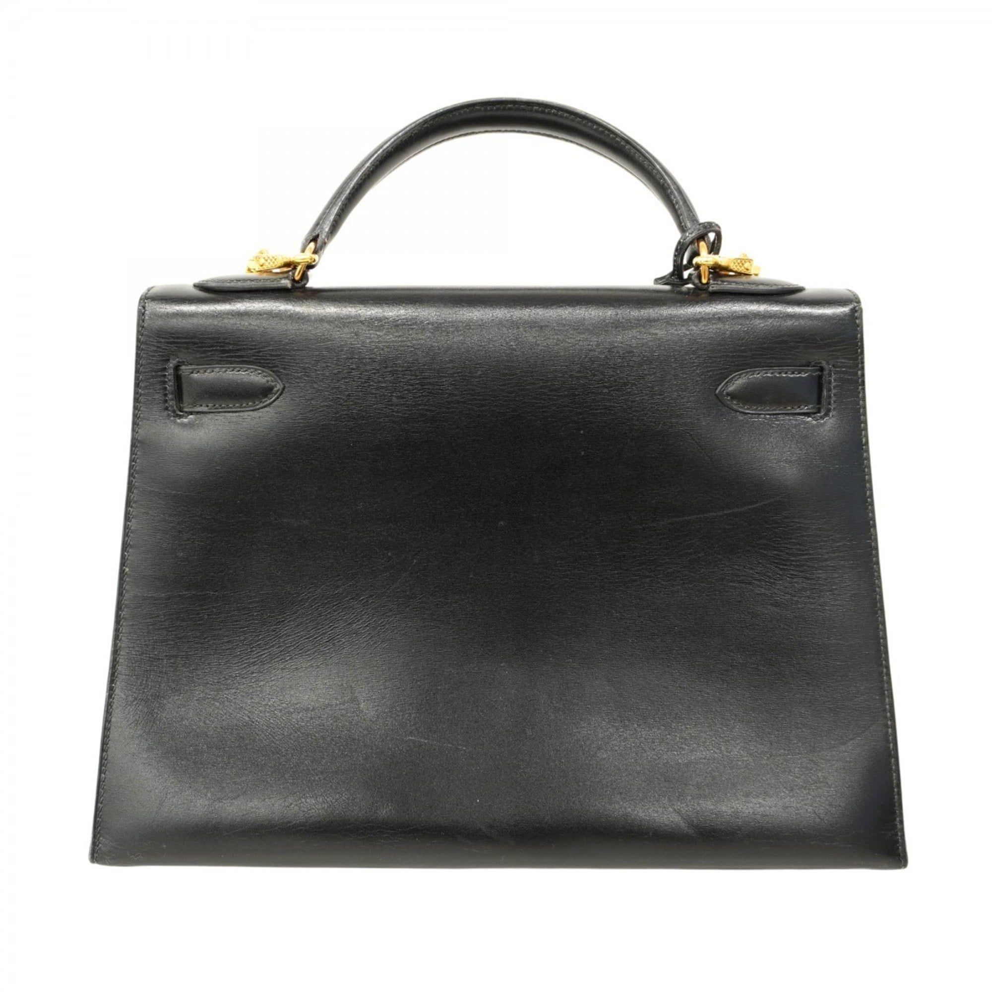 Hermes Black Box Calf Leather Handbag (Pre-Owned)