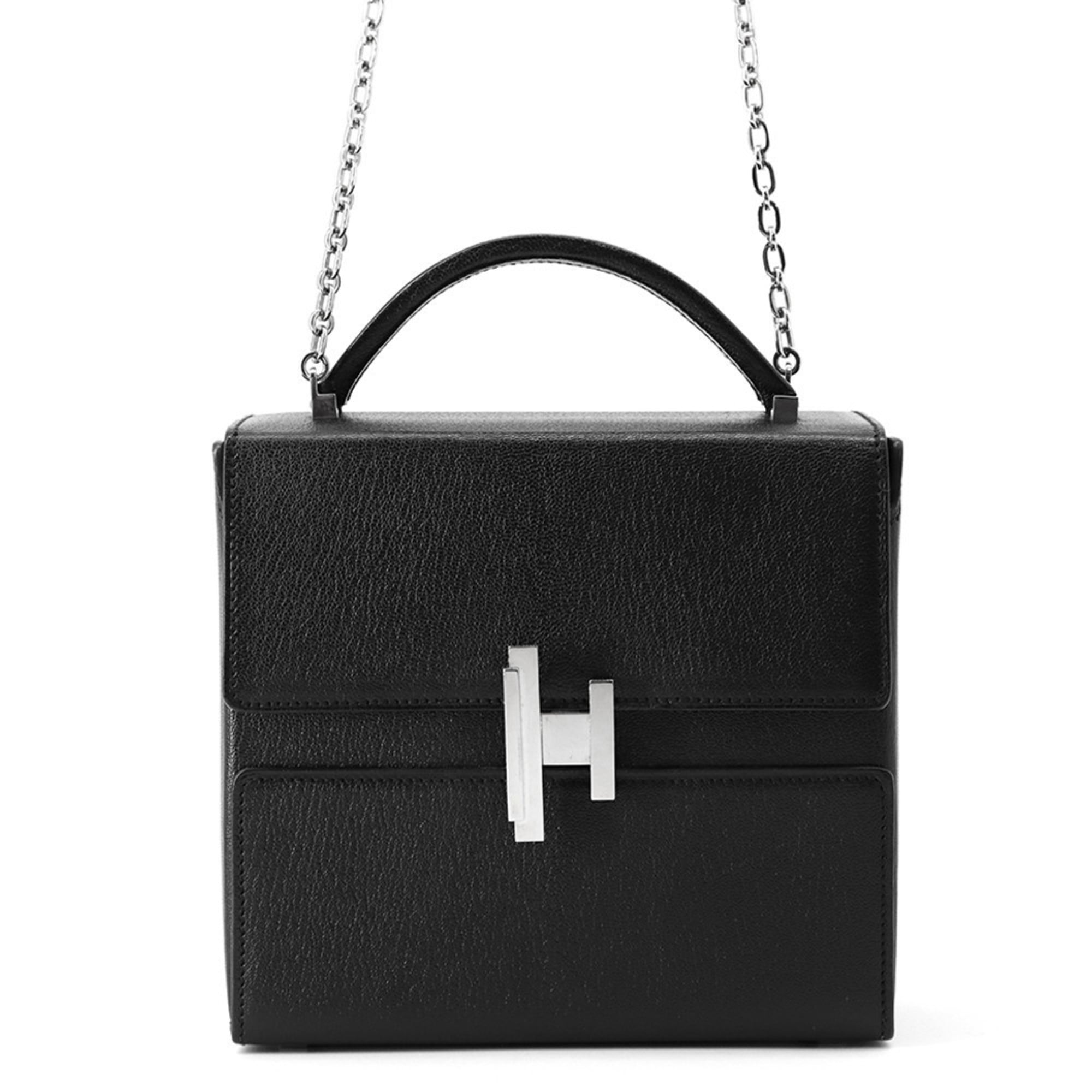 Hermes Black Chevre Myzore Leather Shoulder Bag (Pre-Owned)