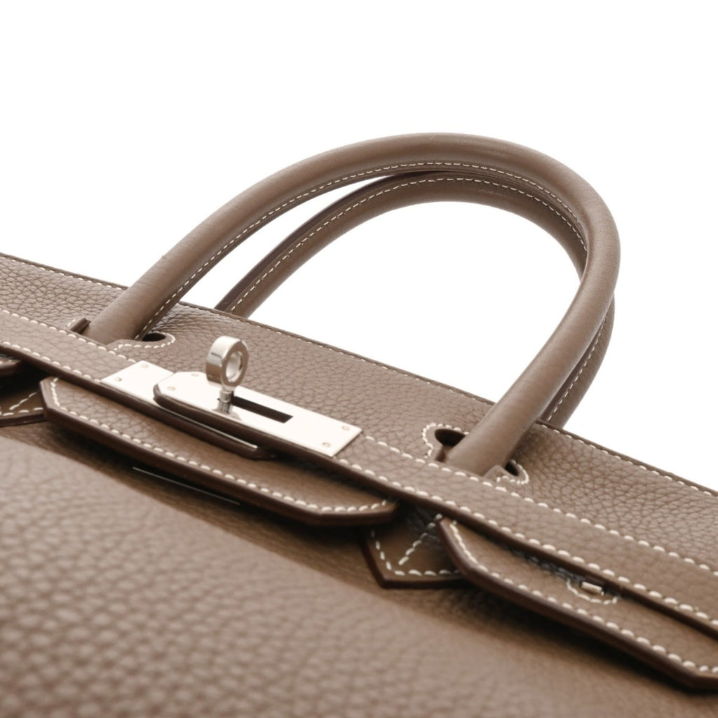 Hermes Etoupe Gray Taurillon Clemence Leather Handbag (Pre-Owned)