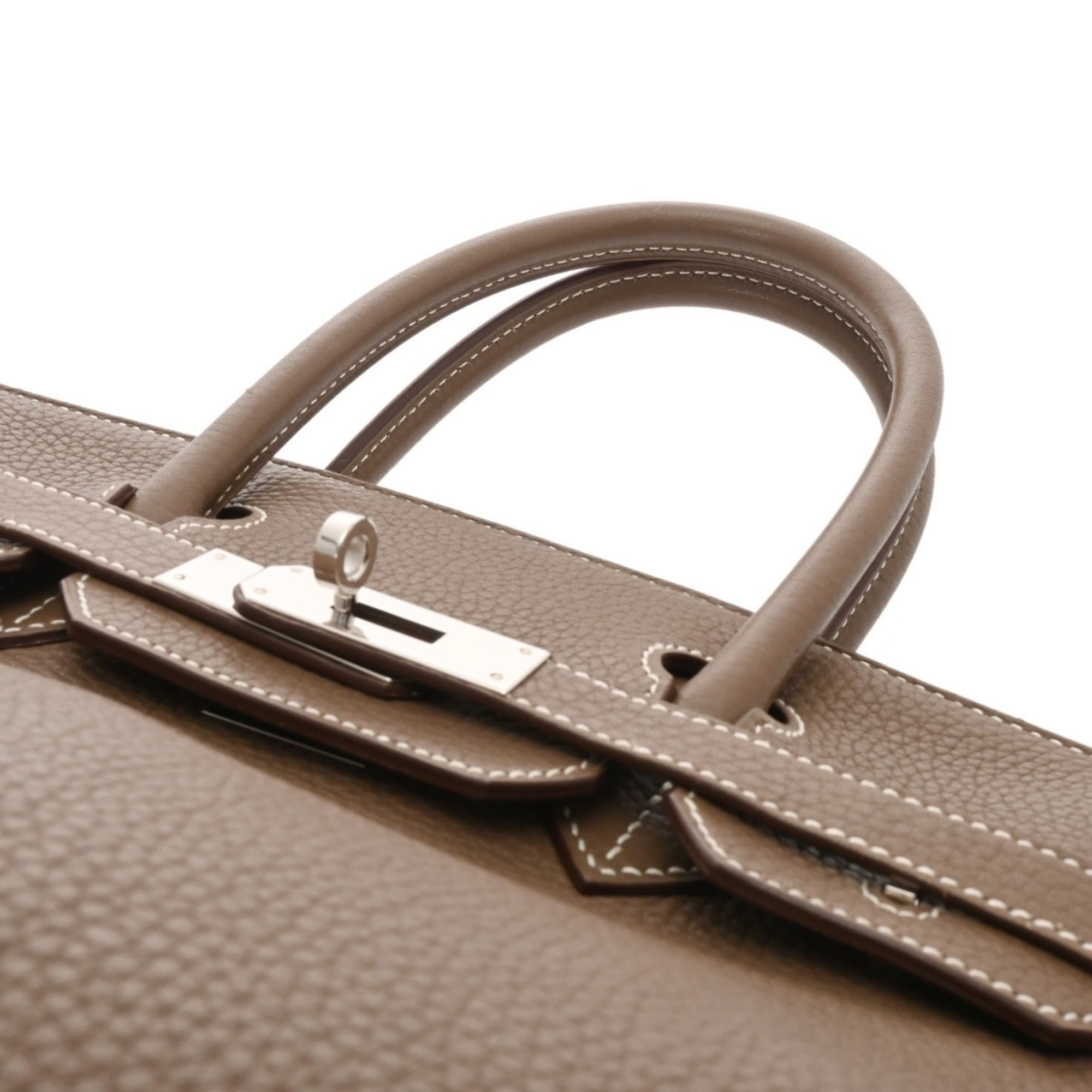Hermes Etoupe Gray Taurillon Clemence Leather Handbag (Pre-Owned)
