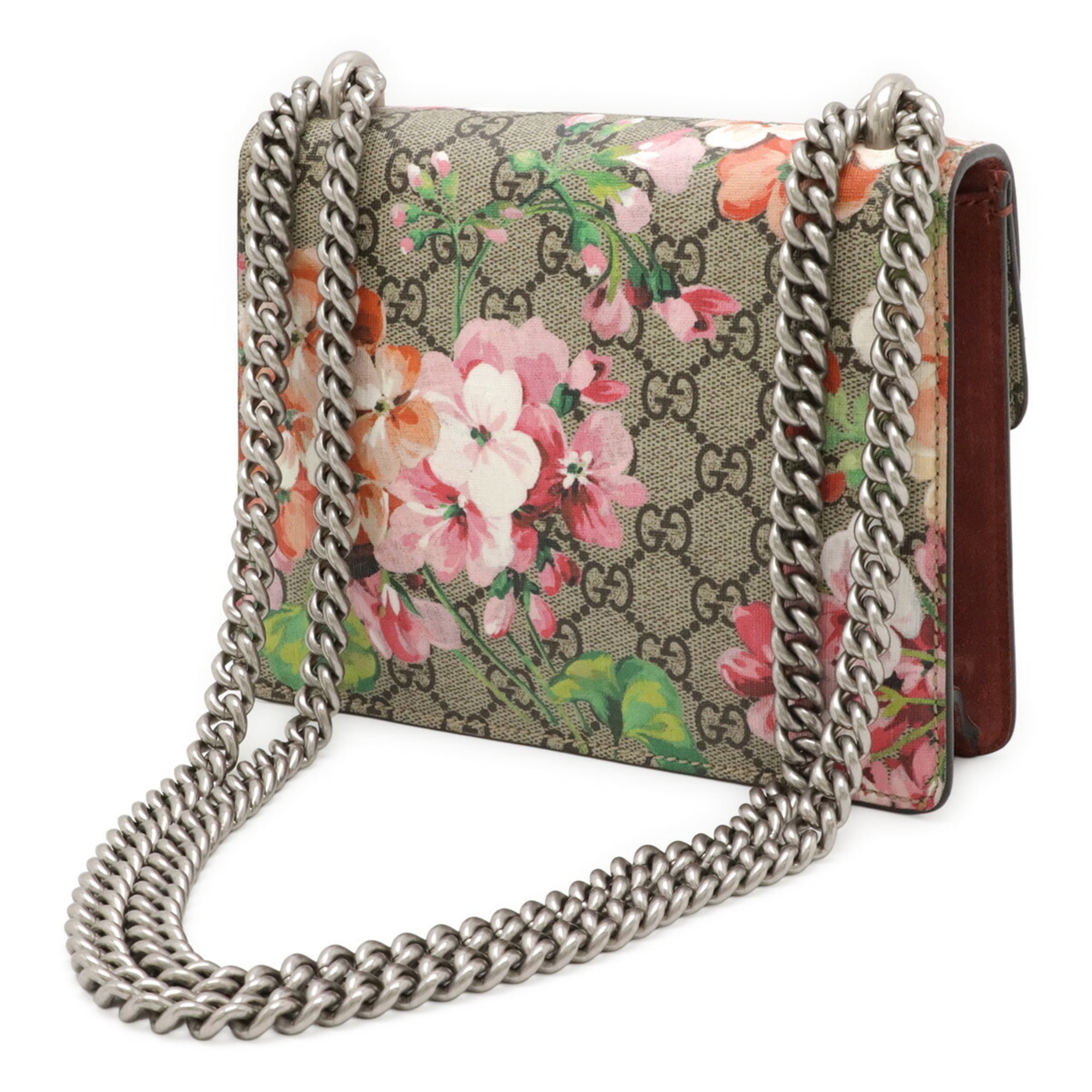 Gucci Gg Blooms Beige Pink Multi-Color Coated Canvas Shoulder Bag (Pre-Owned)