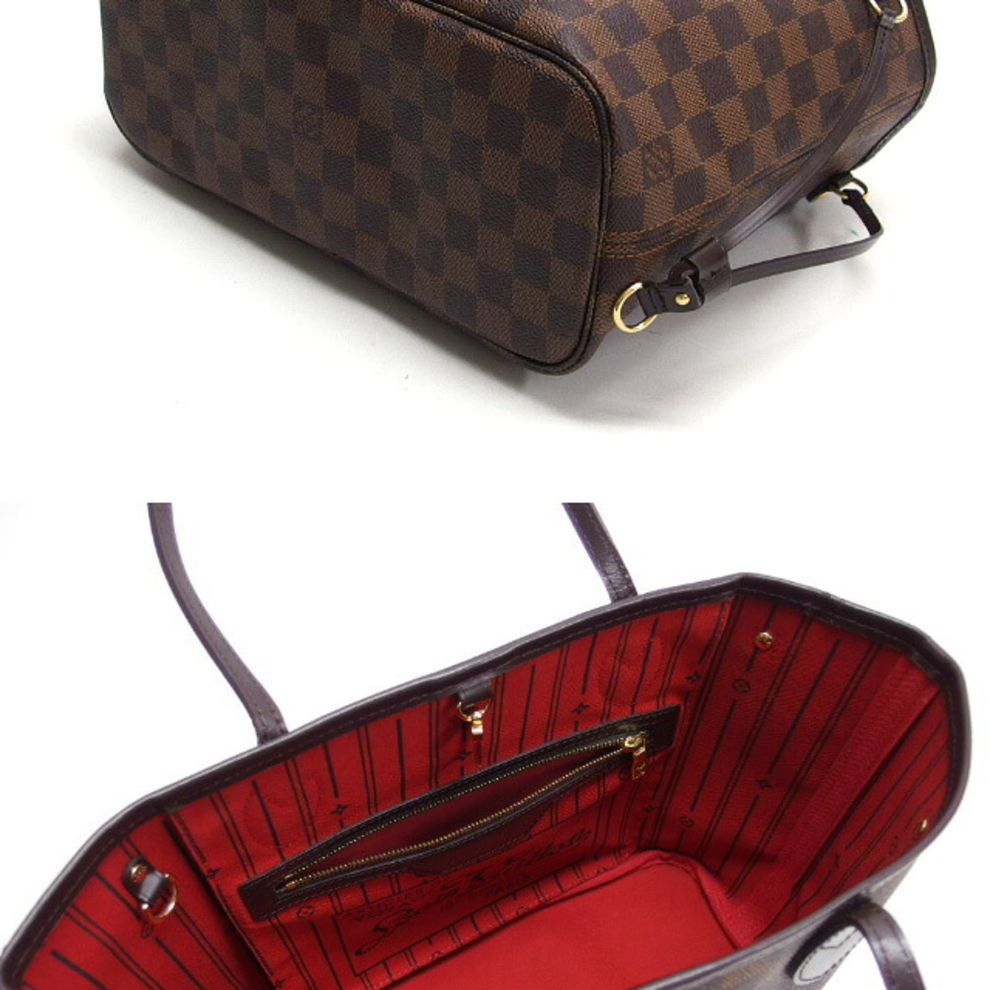Louis Vuitton Brown Damier Canvas Leather Handbag Tote Bag (Pre-Owned)