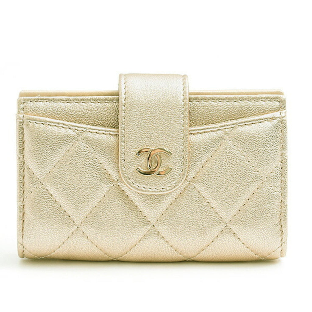 Chanel Matelasse Gold Leather Wallet (Bi-Fold) (Pre-Owned)