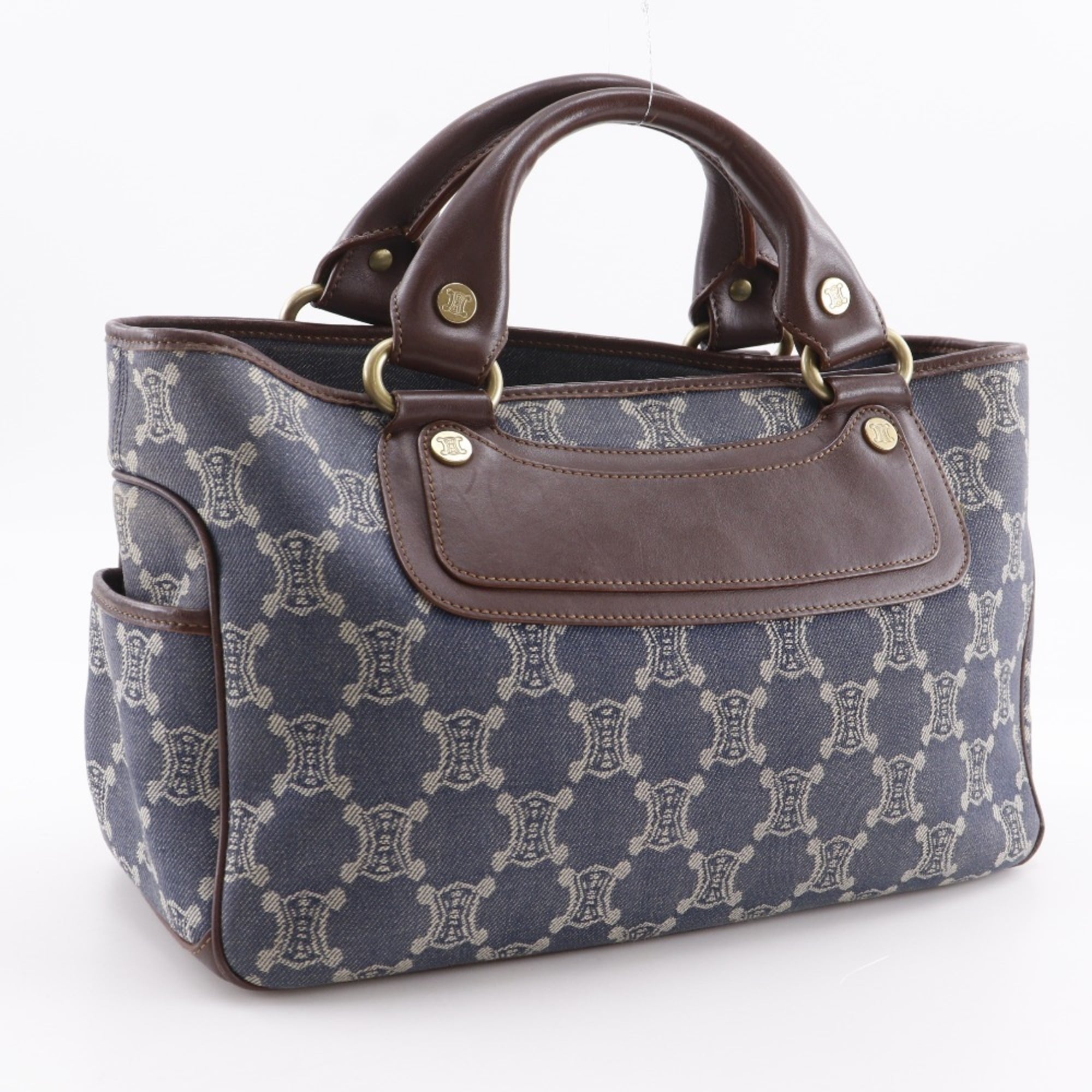 Celine Macadam Blue Brown Denim Handbag (Pre-Owned)