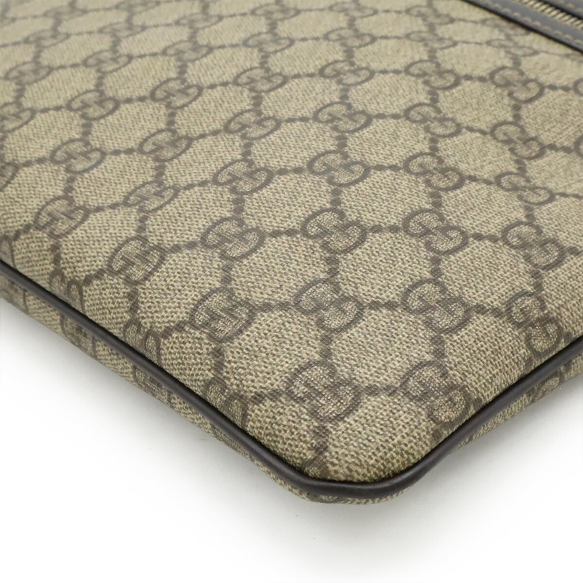 Gucci Beige Brown Dark Brown Khaki Gg Supreme Canvas Leather Shoulder Bag (Pre-Owned)