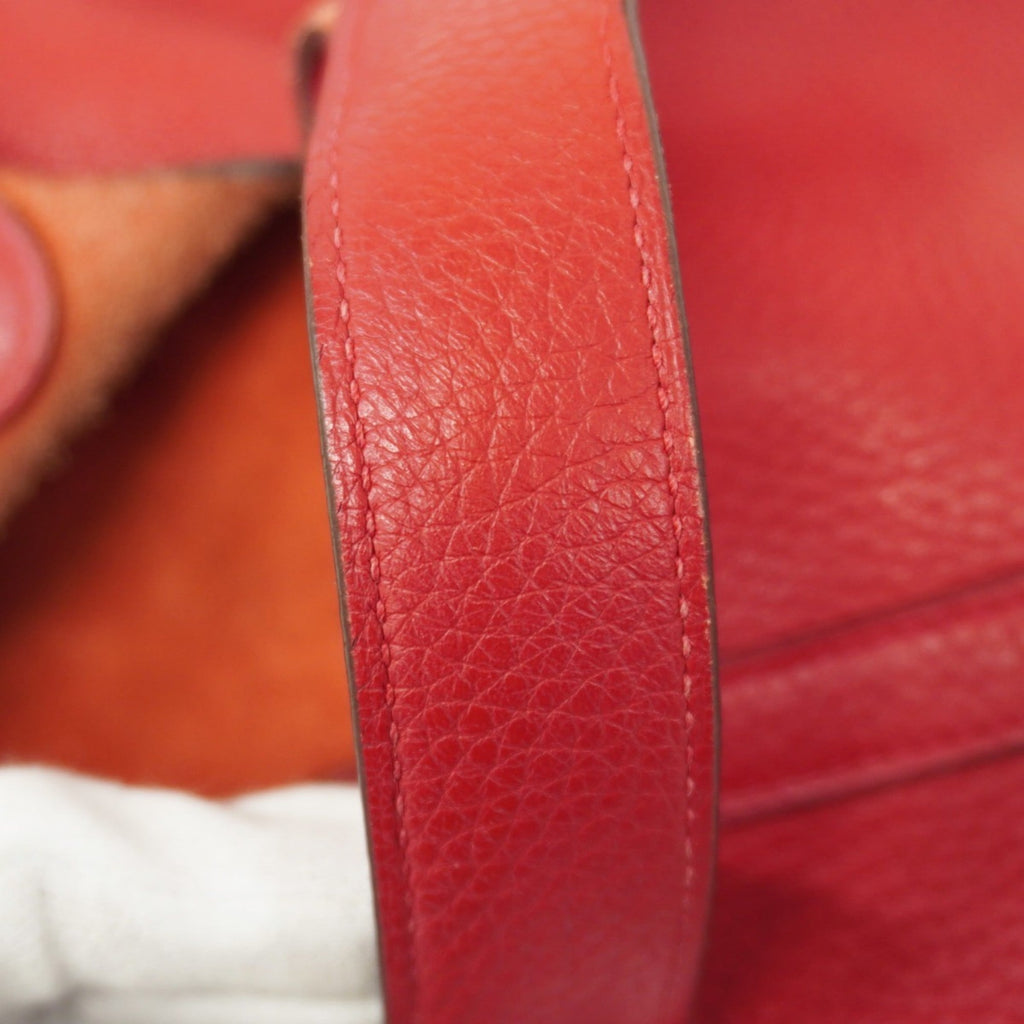 Hermes Rouge Casaque Taurillon Clemence Leather Handbag (Pre-Owned)