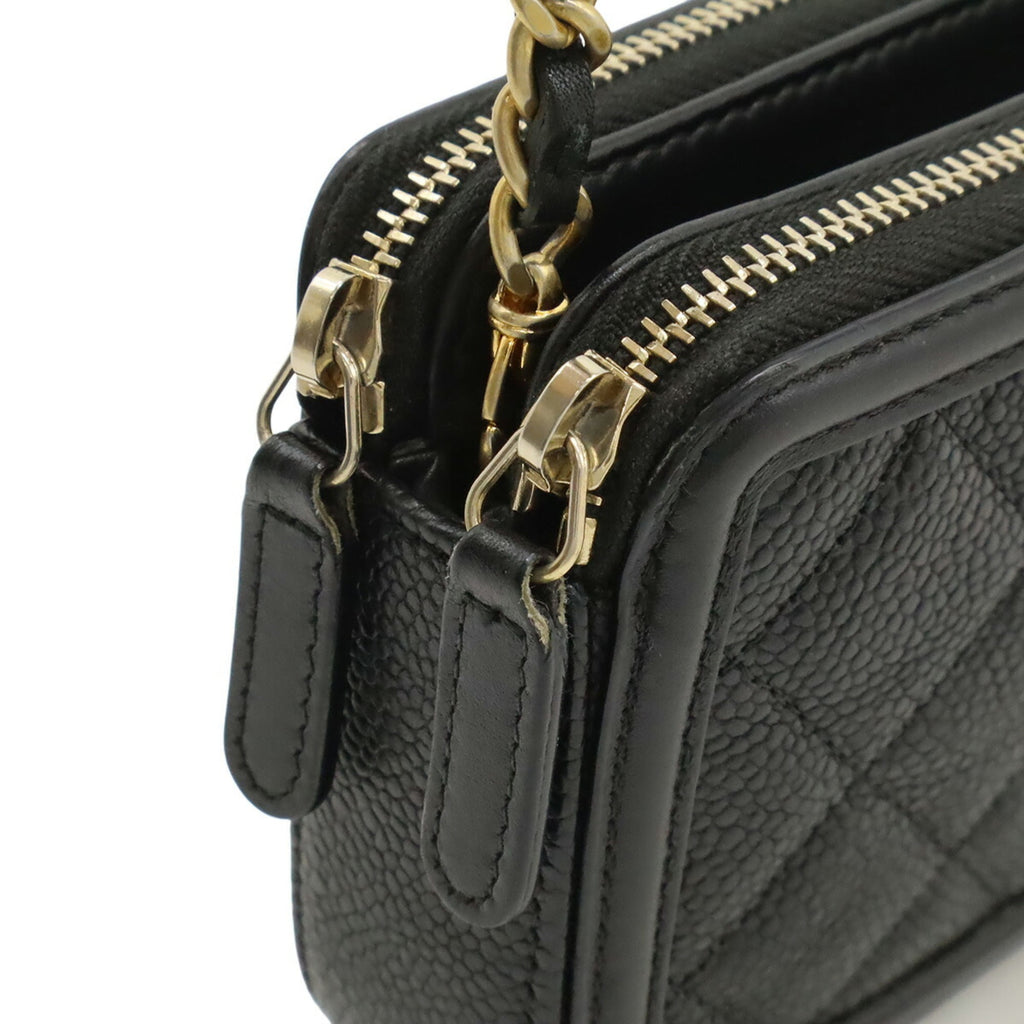 Chanel Black Grained Calfskin Pochette Shoulder Bag (Pre-Owned)