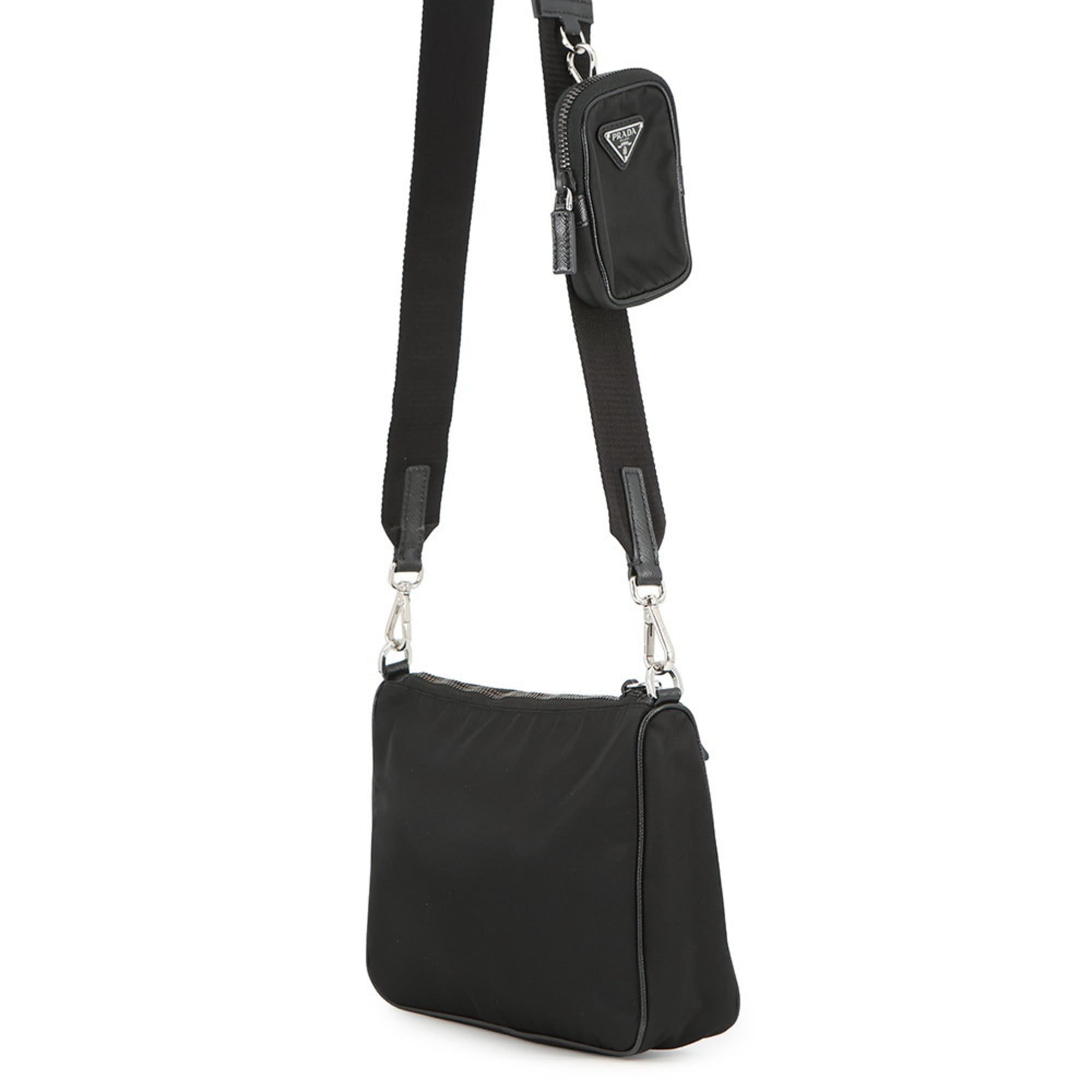 Prada Black Nylon Leather Shoulder Bag (Pre-Owned)