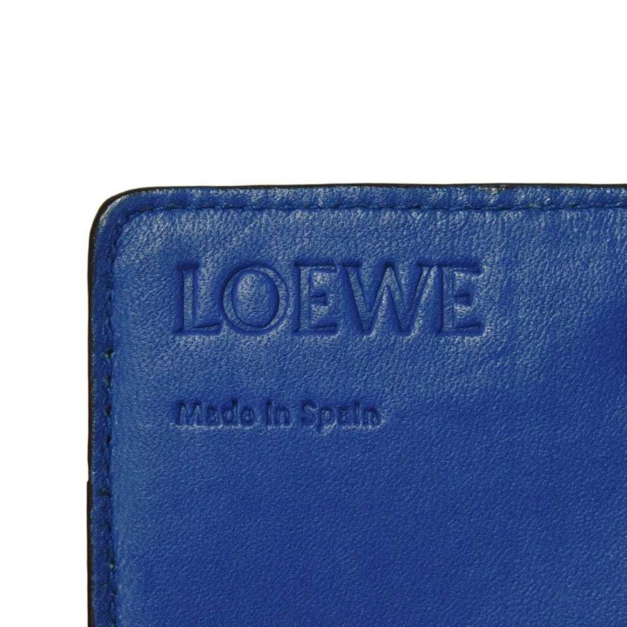 Loewe Linen Blue Leather Wallet (Tri-Fold) (Pre-Owned)