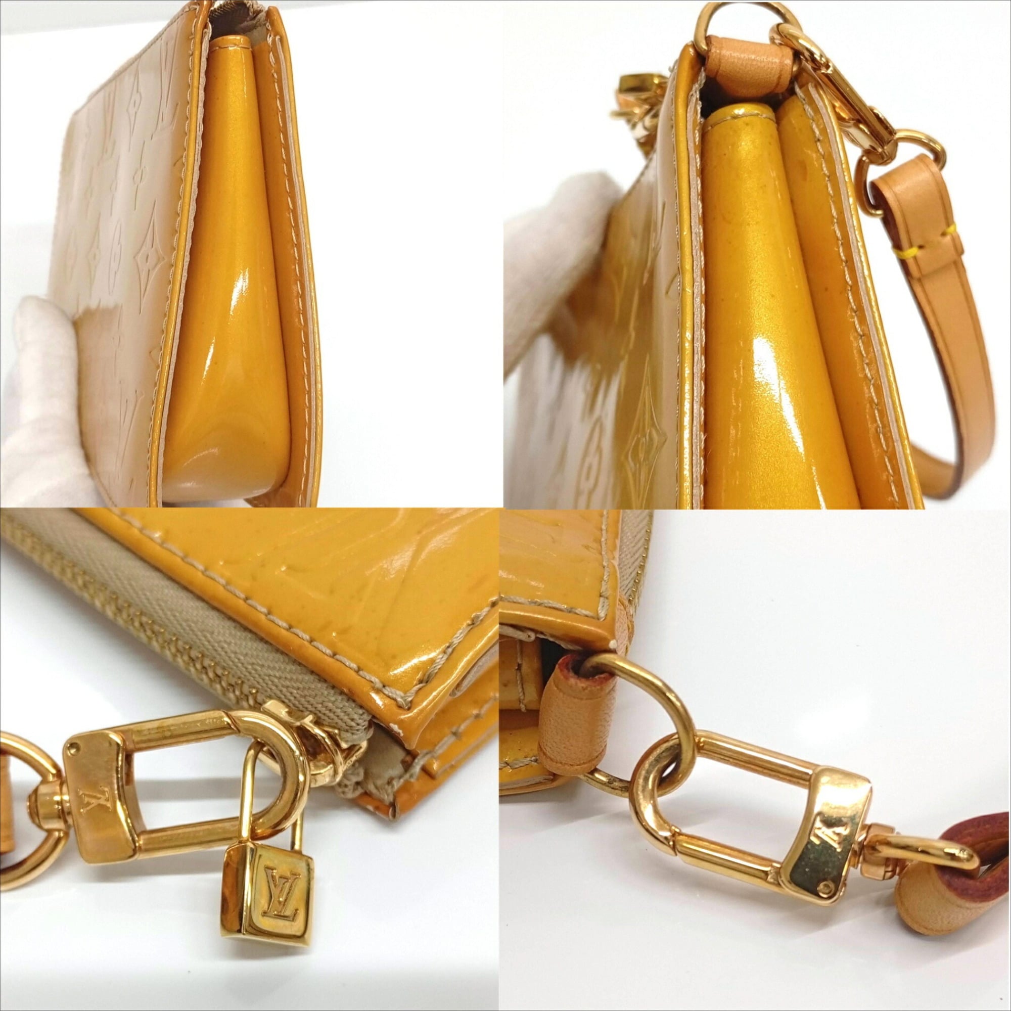 Louis Vuitton Beige Yellow Monogram Vernis Handbag Pouch (Pre-Owned)