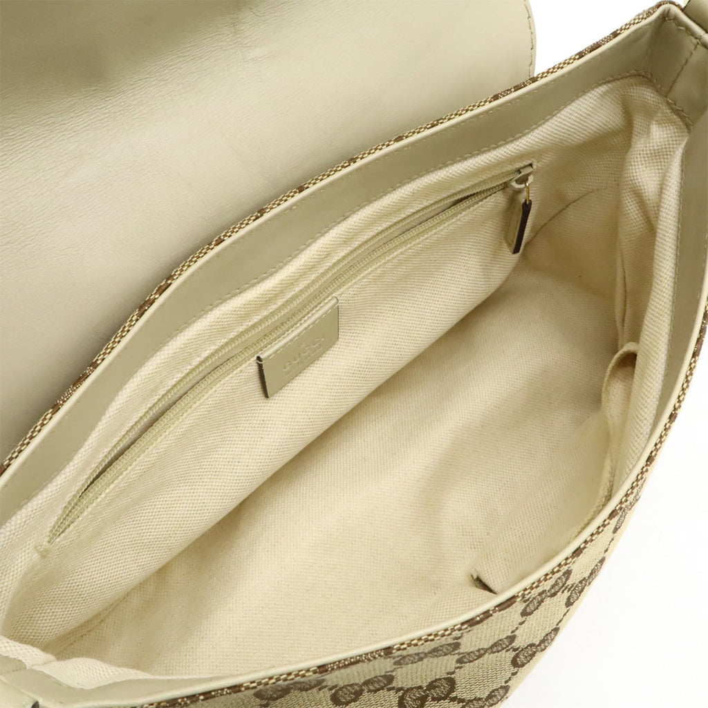 Gucci Sukey Beige Khaki Gg Canvas Leather Shoulder Bag (Pre-Owned)