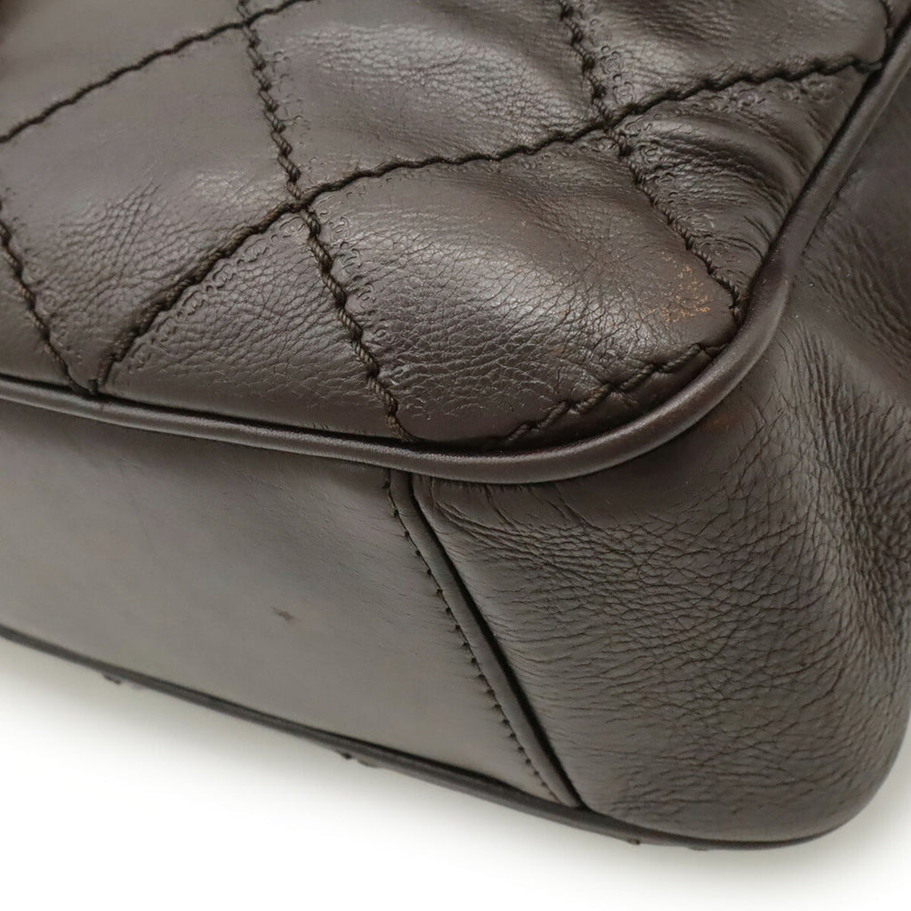 Chanel Wild Stitch Dark Brown Leather Shoulder Bag (Pre-Owned)