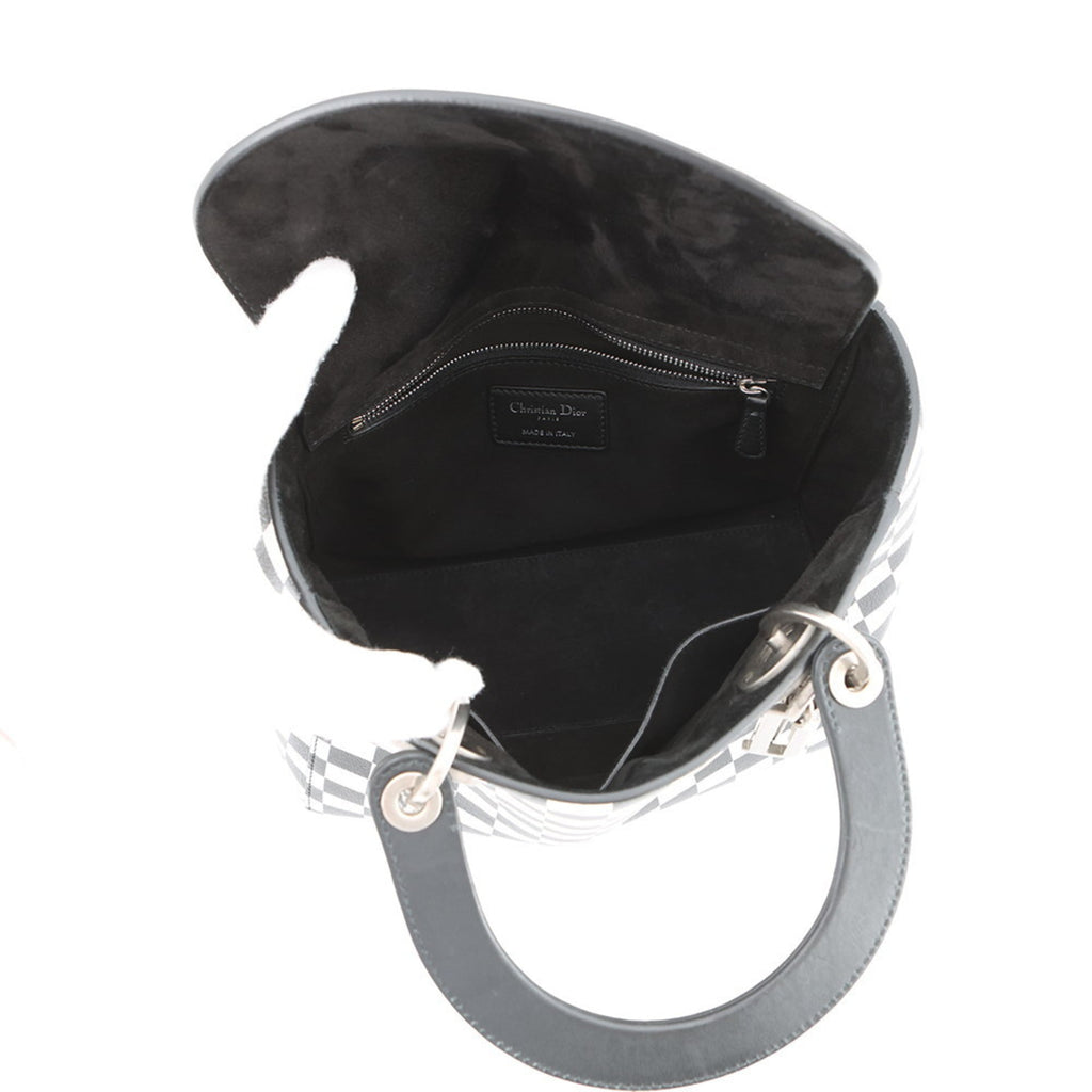 Christian Dior Lady Dior Black White Leather Handbag (Pre-Owned)