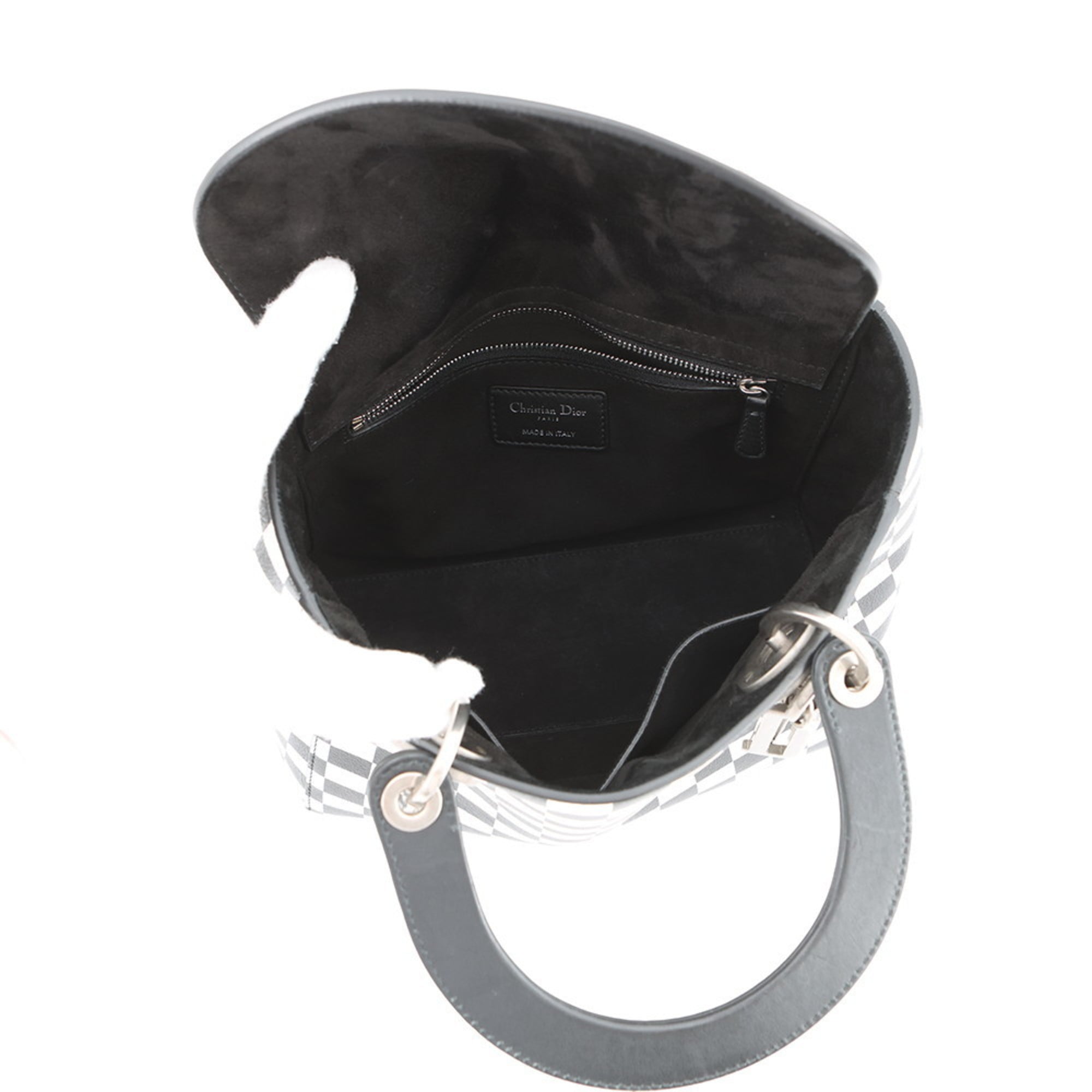 Christian Dior Lady Dior Black White Leather Handbag (Pre-Owned)