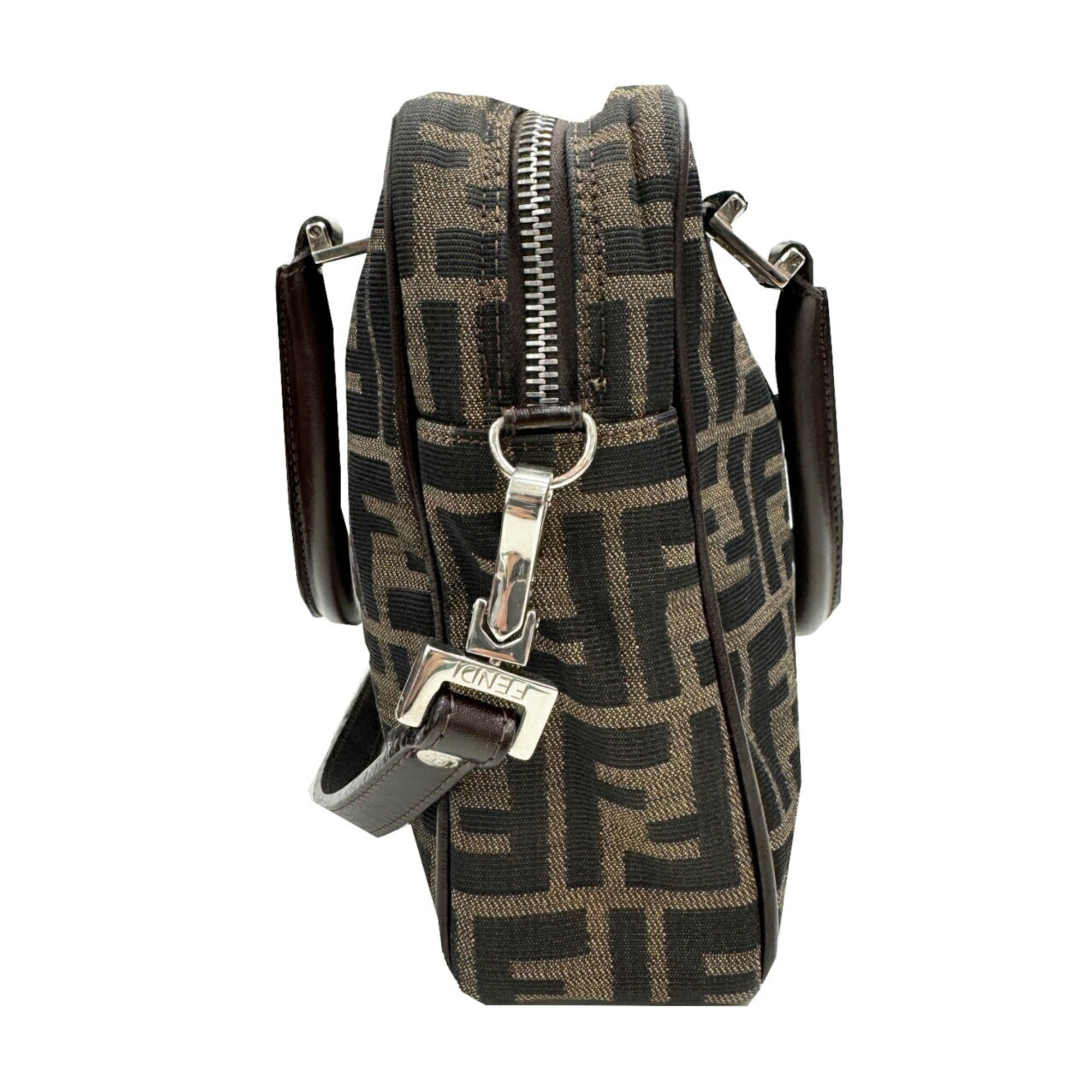 Fendi Brown Canvas Leather Handbag (Pre-Owned)
