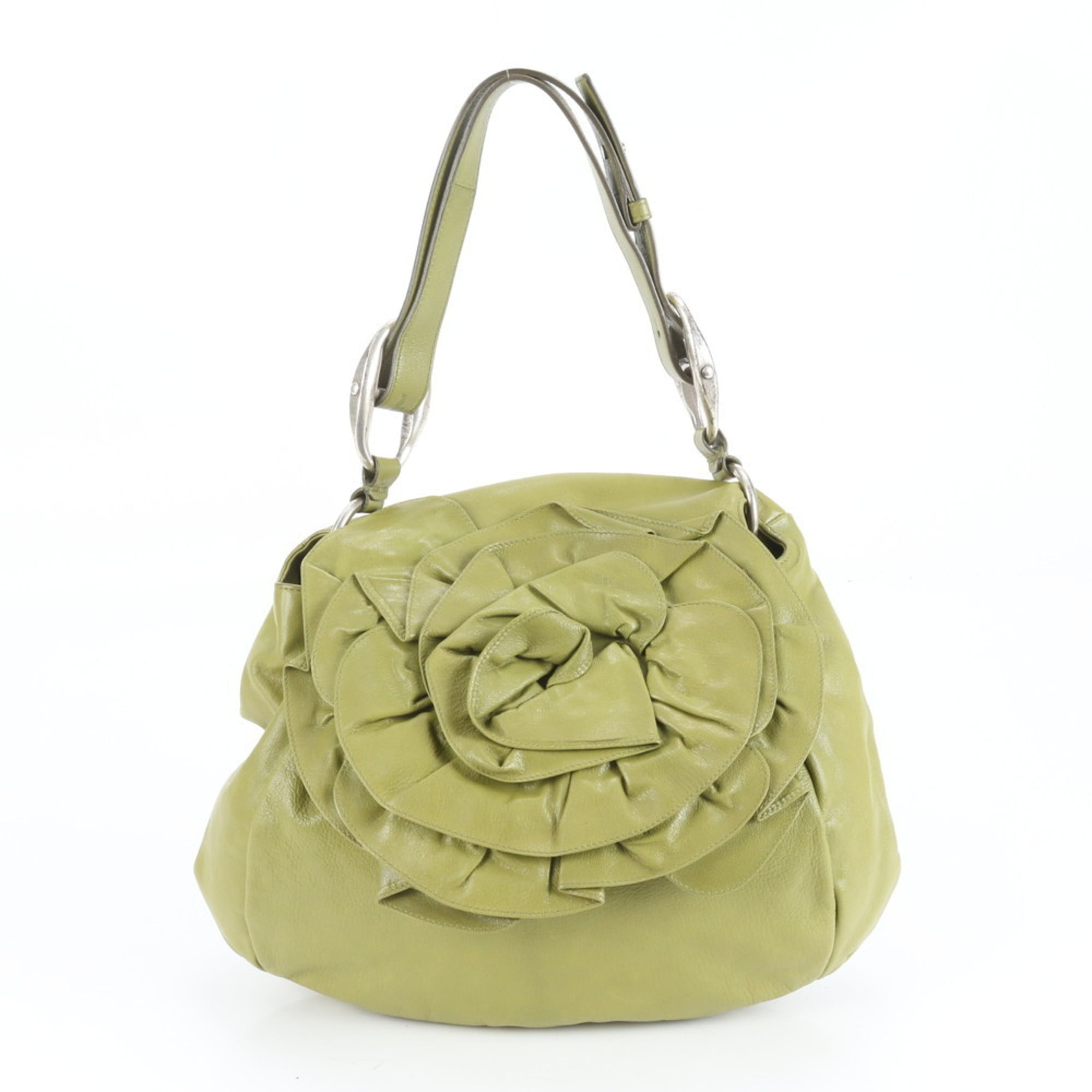 Yves Saint Laurent Green Leather Shoulder Bag (Pre-Owned)