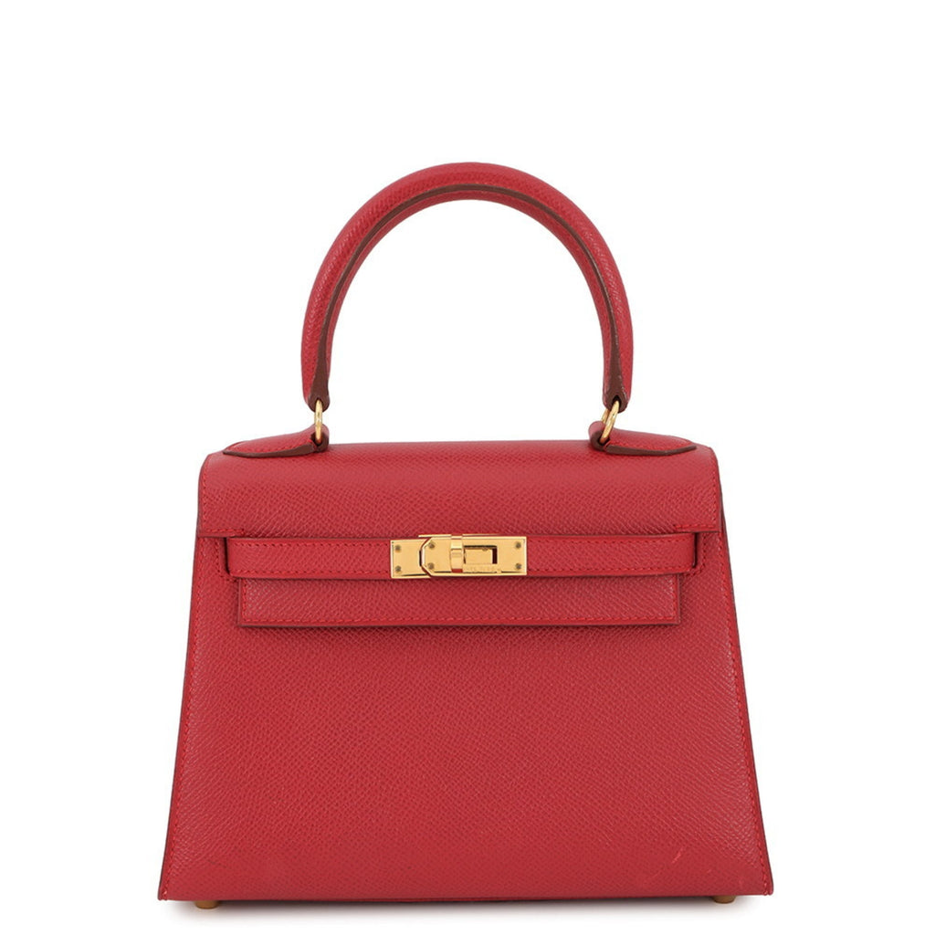 Hermes Kelly Rouge Vif Courchevel Leather Handbag (Pre-Owned)