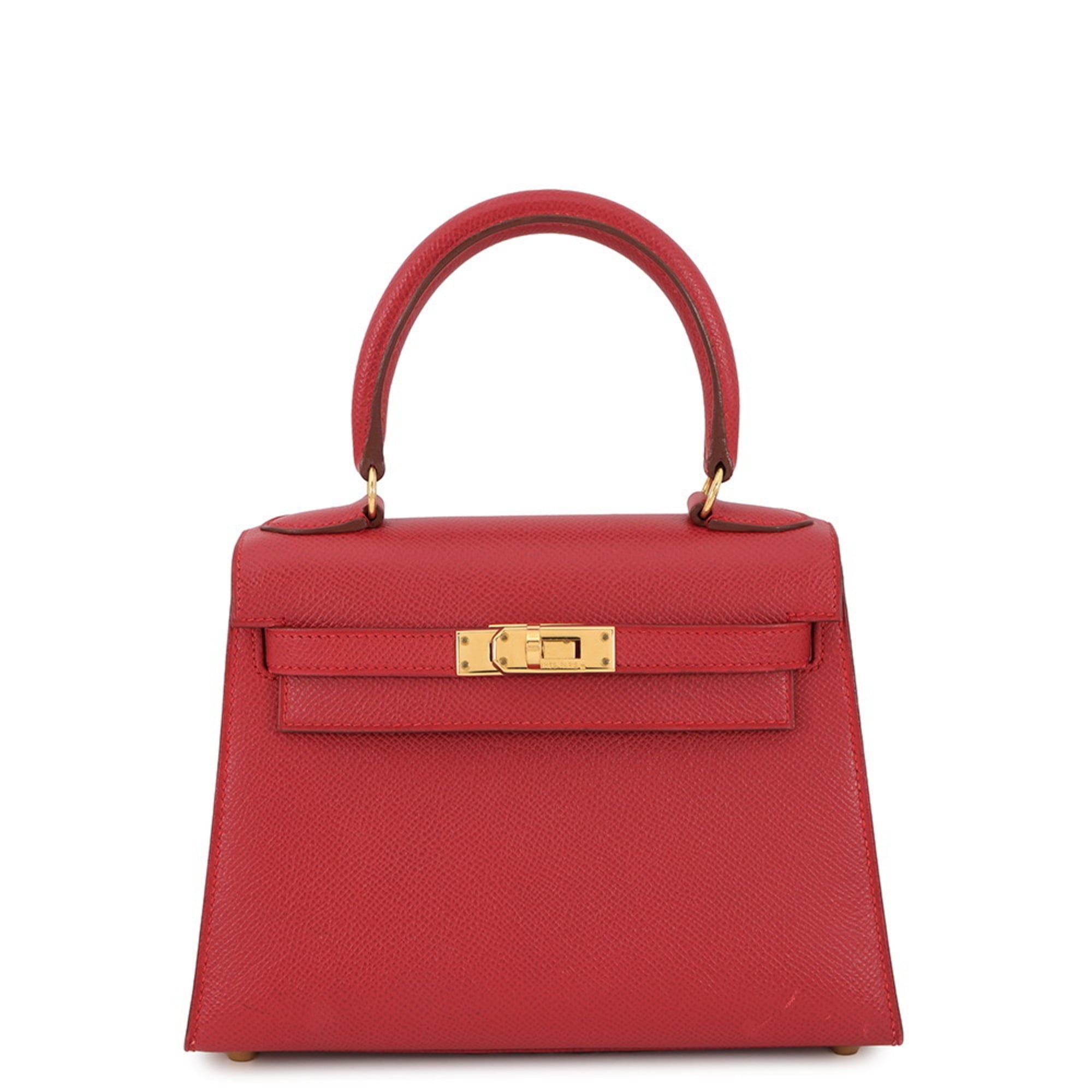 Hermes Kelly Rouge Vif Courchevel Leather Handbag (Pre-Owned)