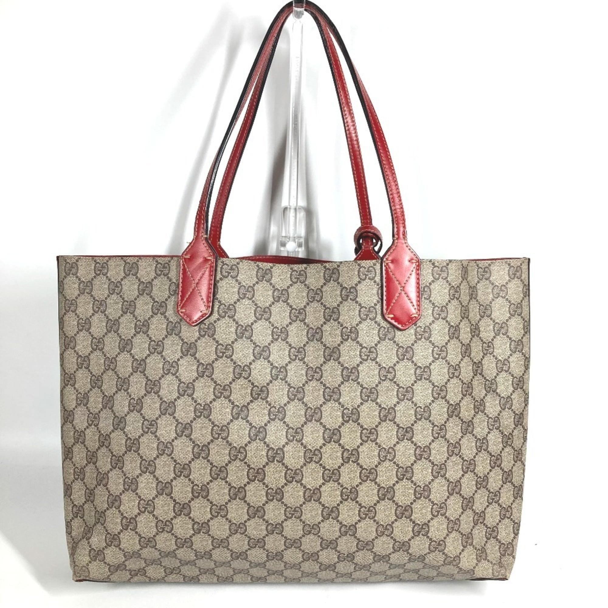 Gucci Beige Red Color Gg Supreme Shoulder Bag Tote Bag (Pre-Owned)