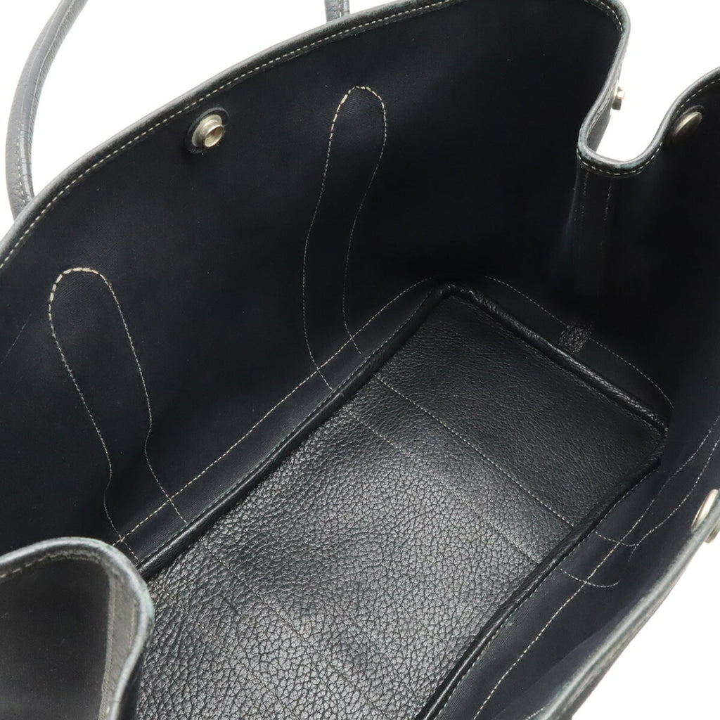 Hermes Garden Black Toile Officier Handbag Tote Bag (Pre-Owned)