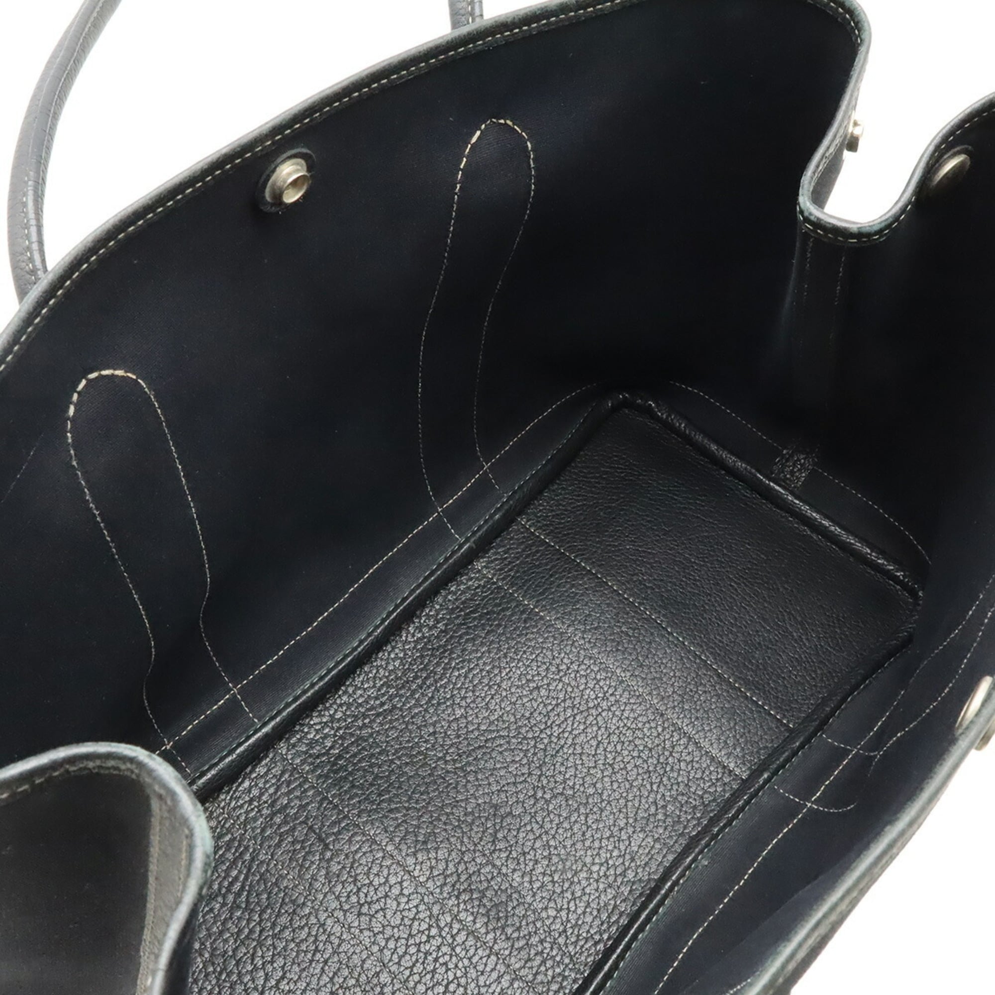 Hermes Garden Black Toile Officier Handbag Tote Bag (Pre-Owned)