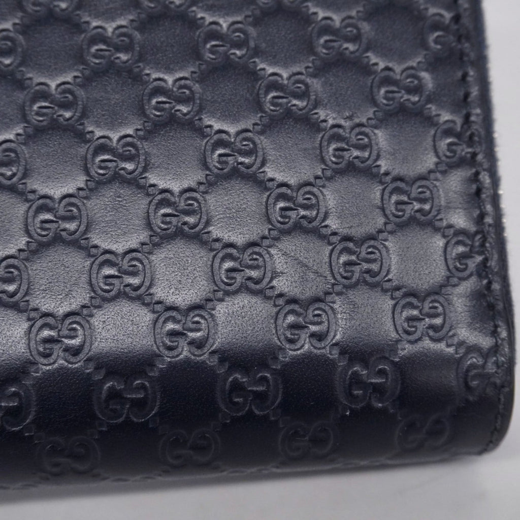 Gucci Navy Leather Long Wallet (Bi-Fold) (Pre-Owned)