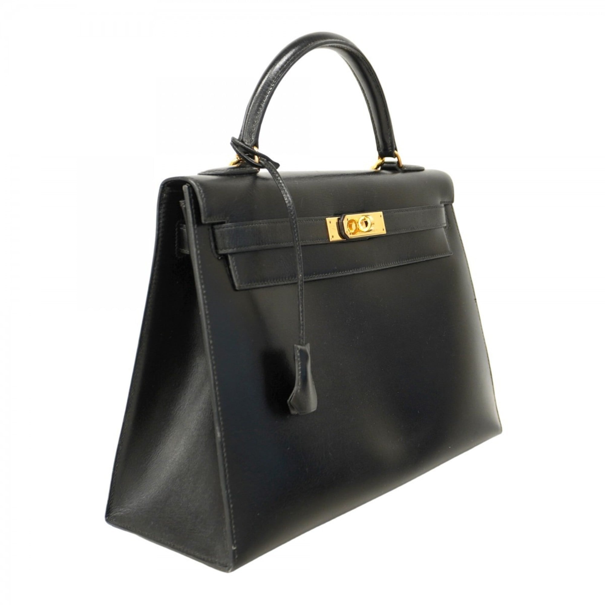 Hermes Black Box Calf Leather Handbag (Pre-Owned)