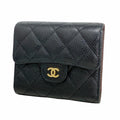 Chanel Black Grained Calfskin Wallet (Tri-Fold) (Pre-Owned)