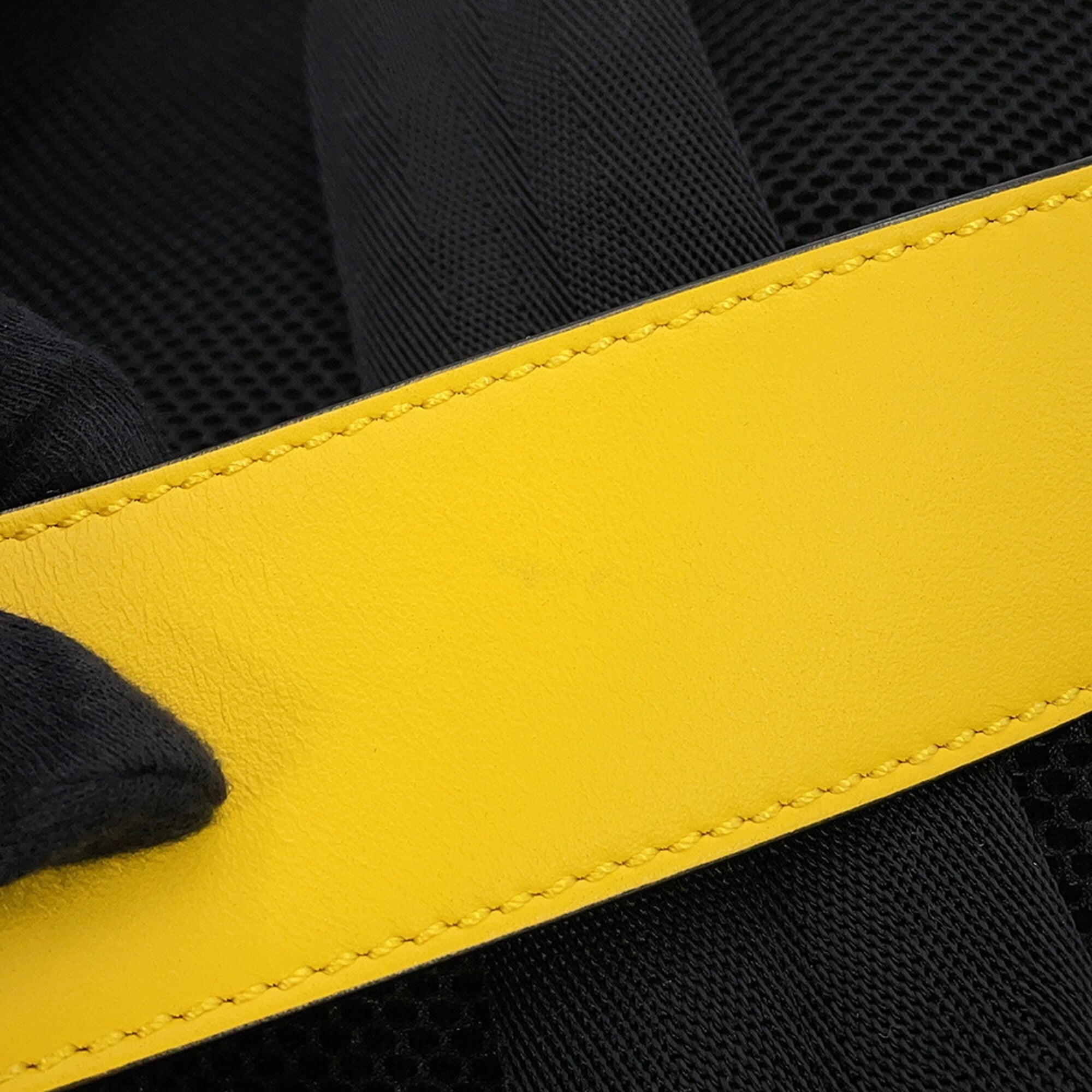 Fendi Pequin Black Yellow Nylon Leather Backpack (Pre-Owned)