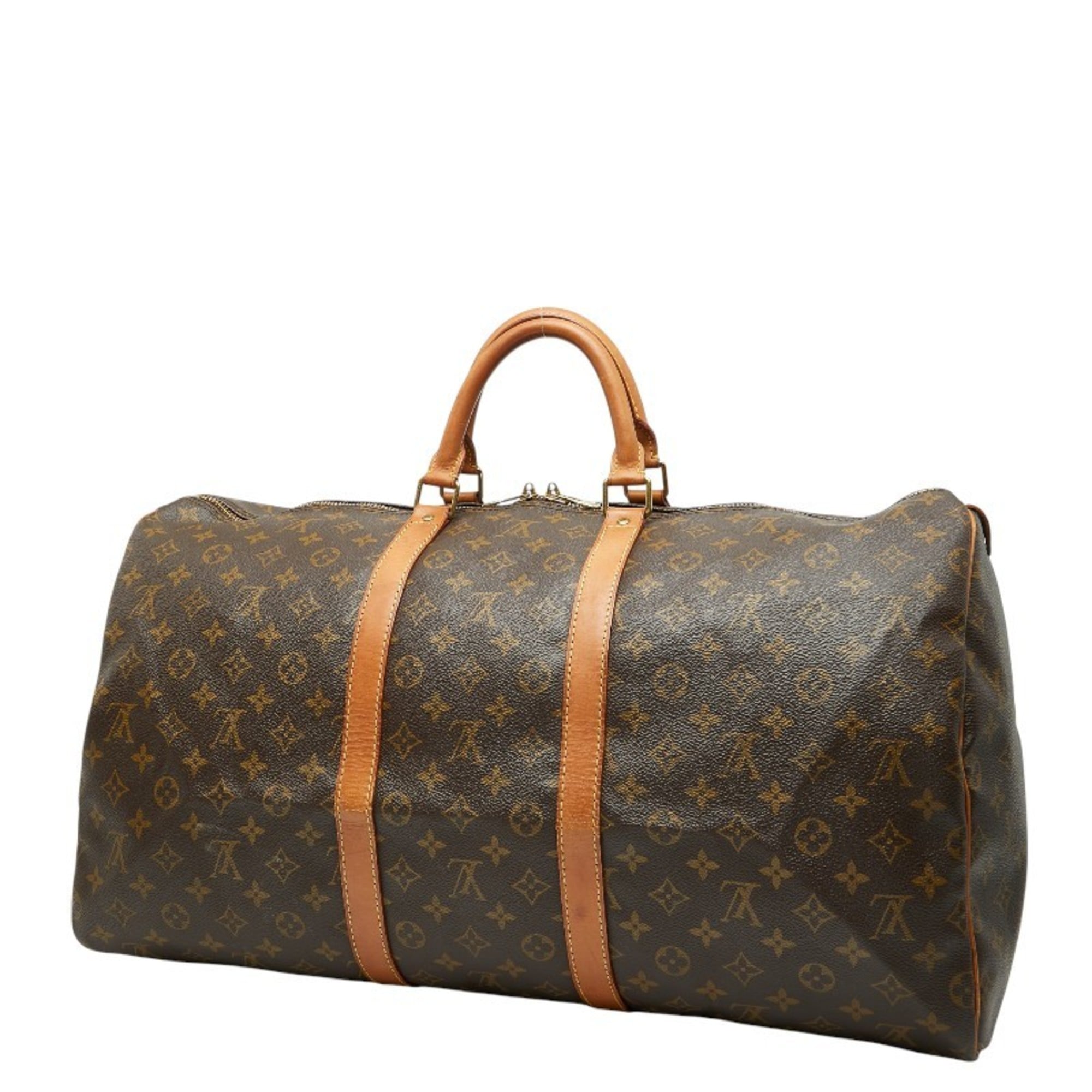 Louis Vuitton Brown Pvc Leather Boston Bag (Pre-Owned)