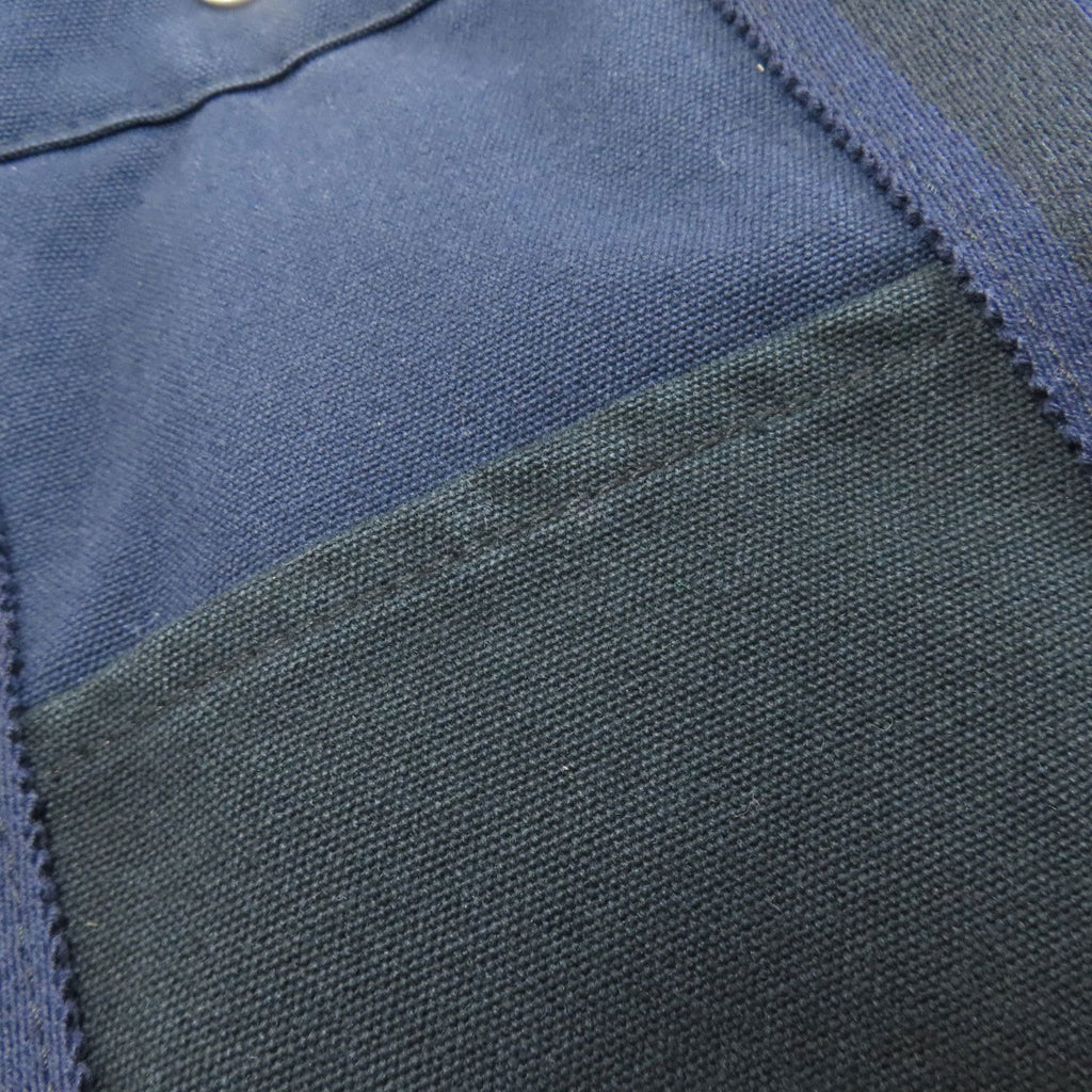 Hermes Black Navy Canvas Handbag (Pre-Owned)