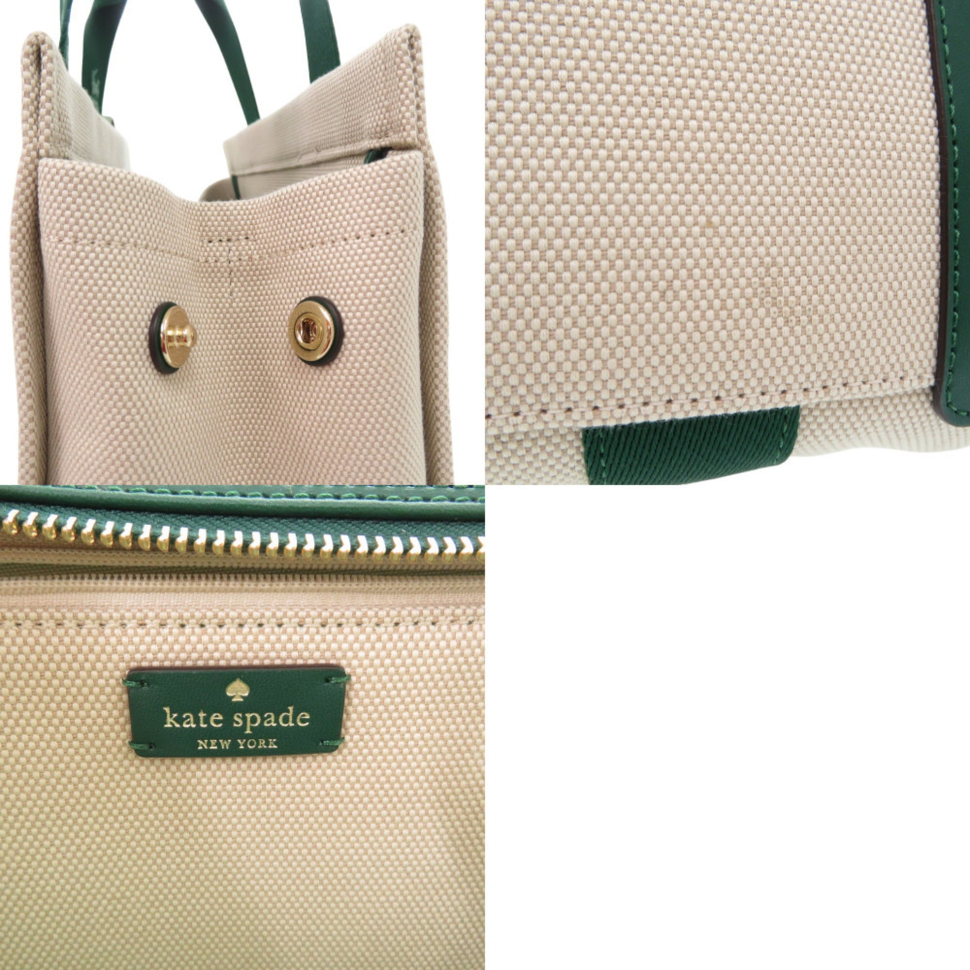 Kate Spade Beige Canvas Leather Shoulder Bag (Pre-Owned)