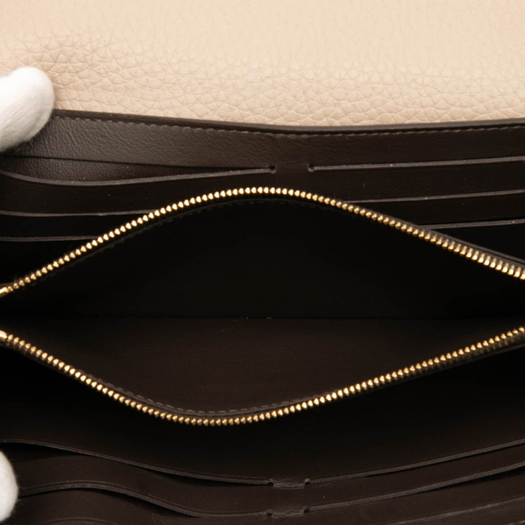 Louis Vuitton Beige Leather Long Wallet (Tri-Fold) (Pre-Owned)