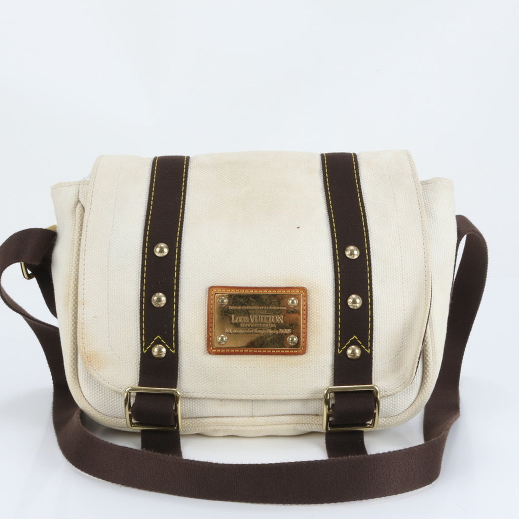 Louis Vuitton Ecru Leather Canvas Shoulder Bag (Pre-Owned)