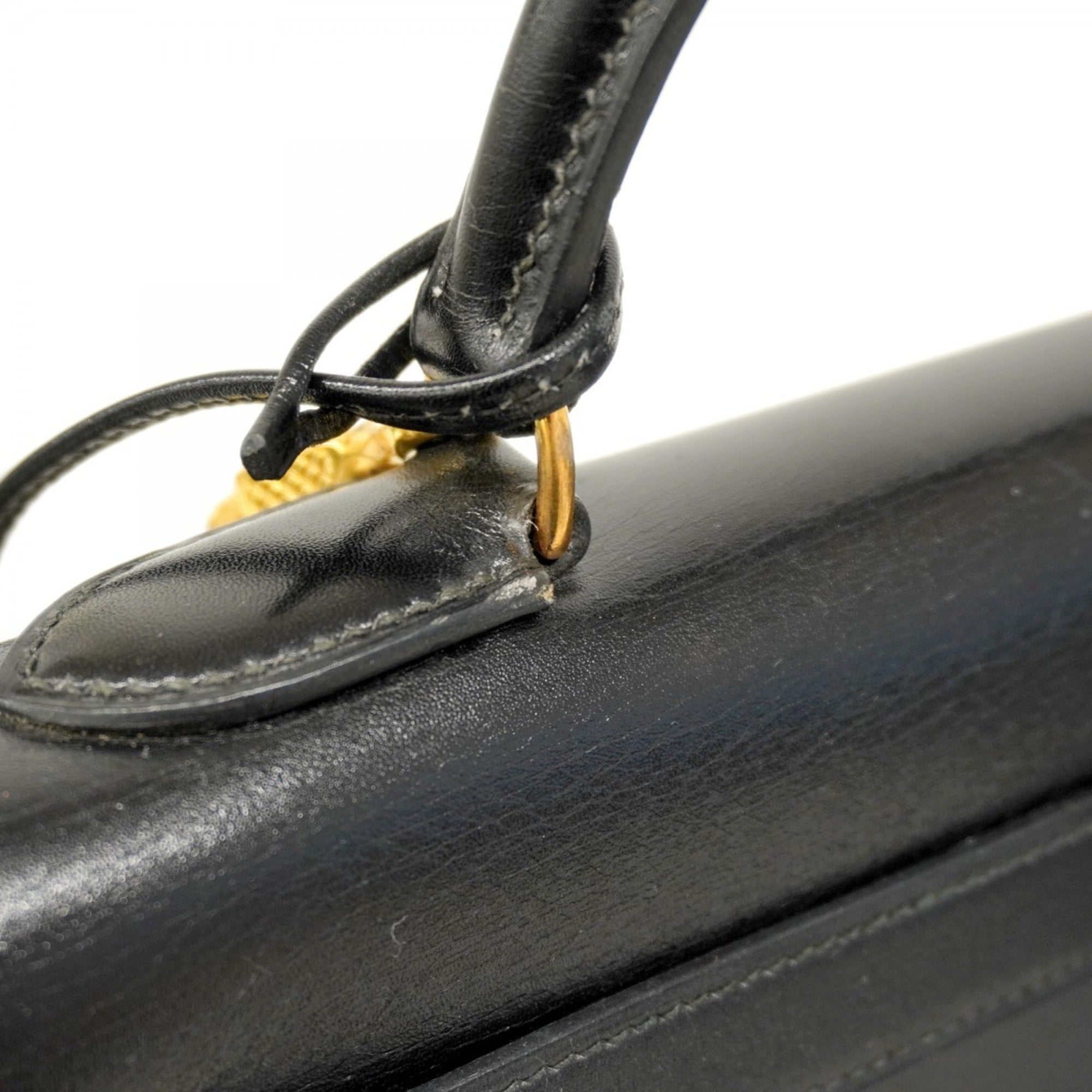 Hermes Black Box Calf Leather Handbag (Pre-Owned)