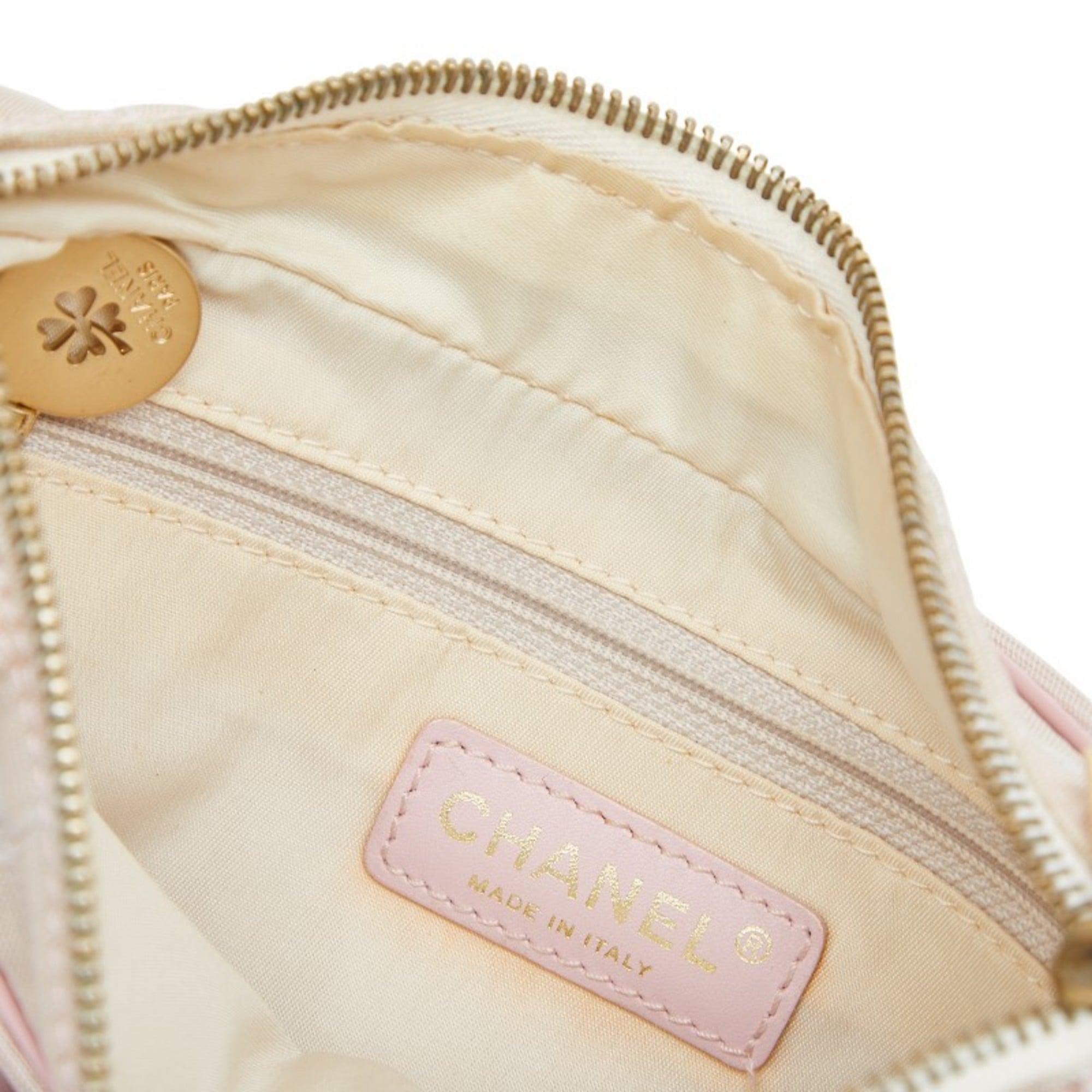 Chanel Pink Nylon Leather Shoulder Bag (Pre-Owned)